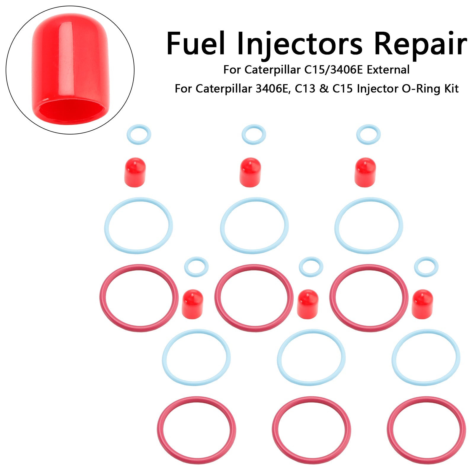 6PCS Fuel Injectors Seal O-Ring Kit Fit Caterpillar Fit CAT C15/3406E External