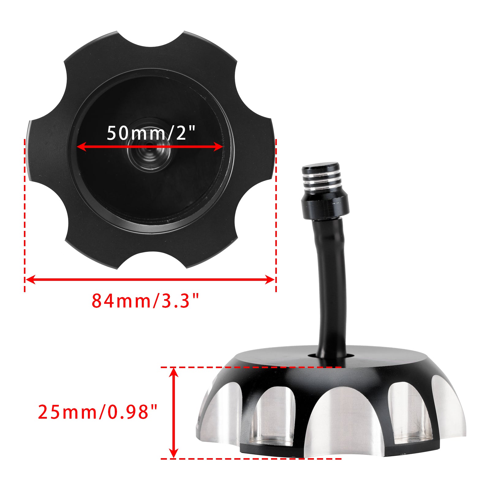 CNC Fuel Tank Cap w/Vent For Yamaha Raptor 50 80 700 R Badger Grizzly 80 125