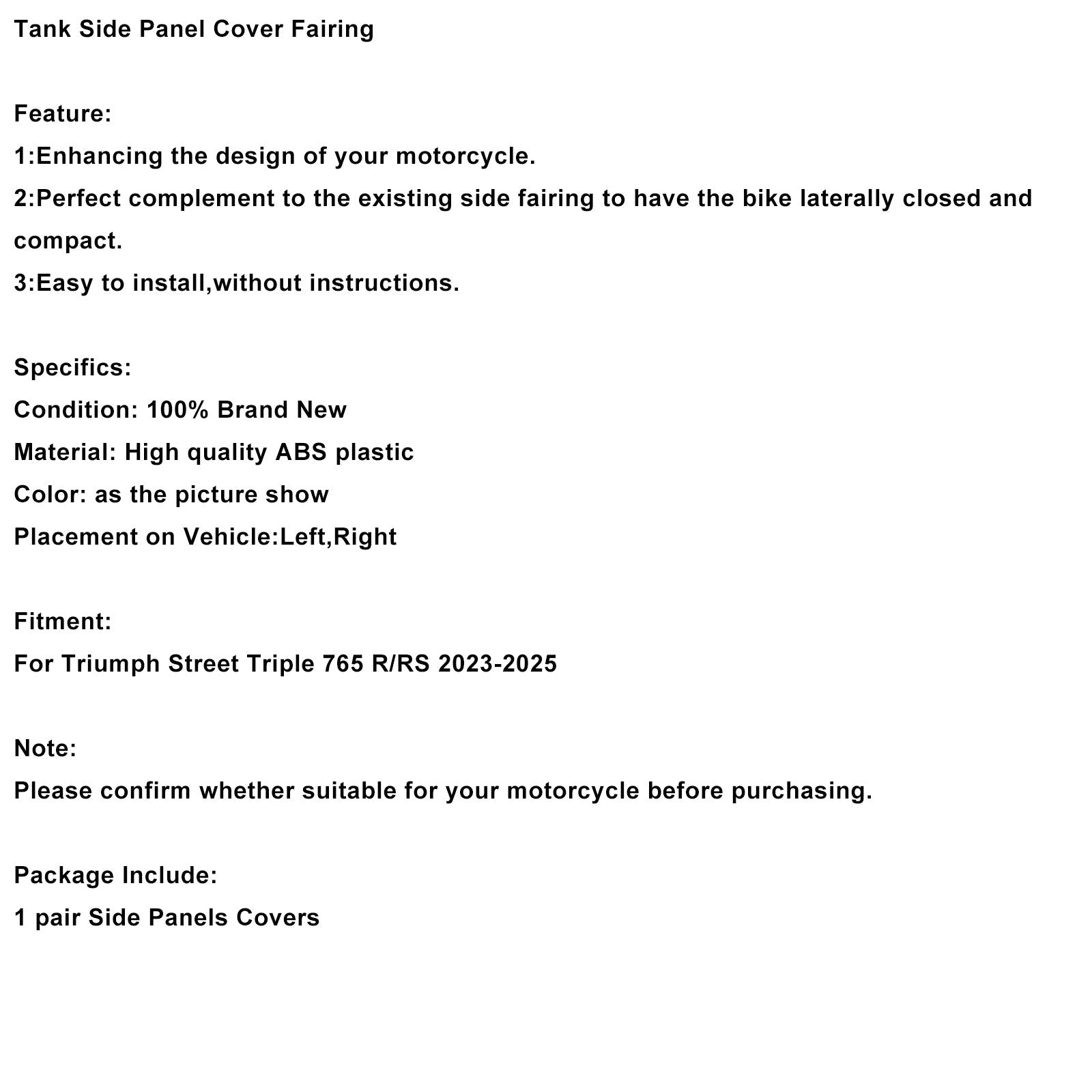 2023-2025 Street Triple 765 R/RS Tank Side Cover Panel Fairing