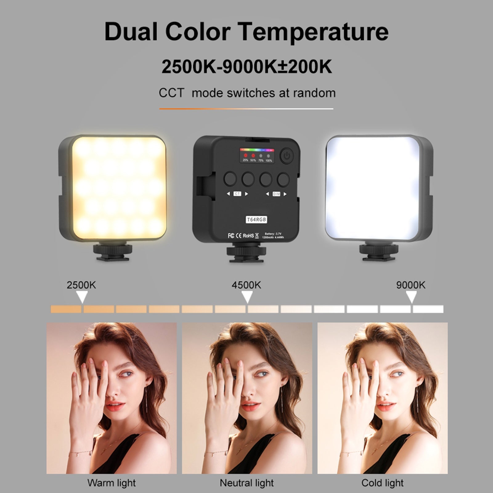 T64 RGB LED Video Light Fill Light Video Camera Mobile Phone Live Beauty Outdoor