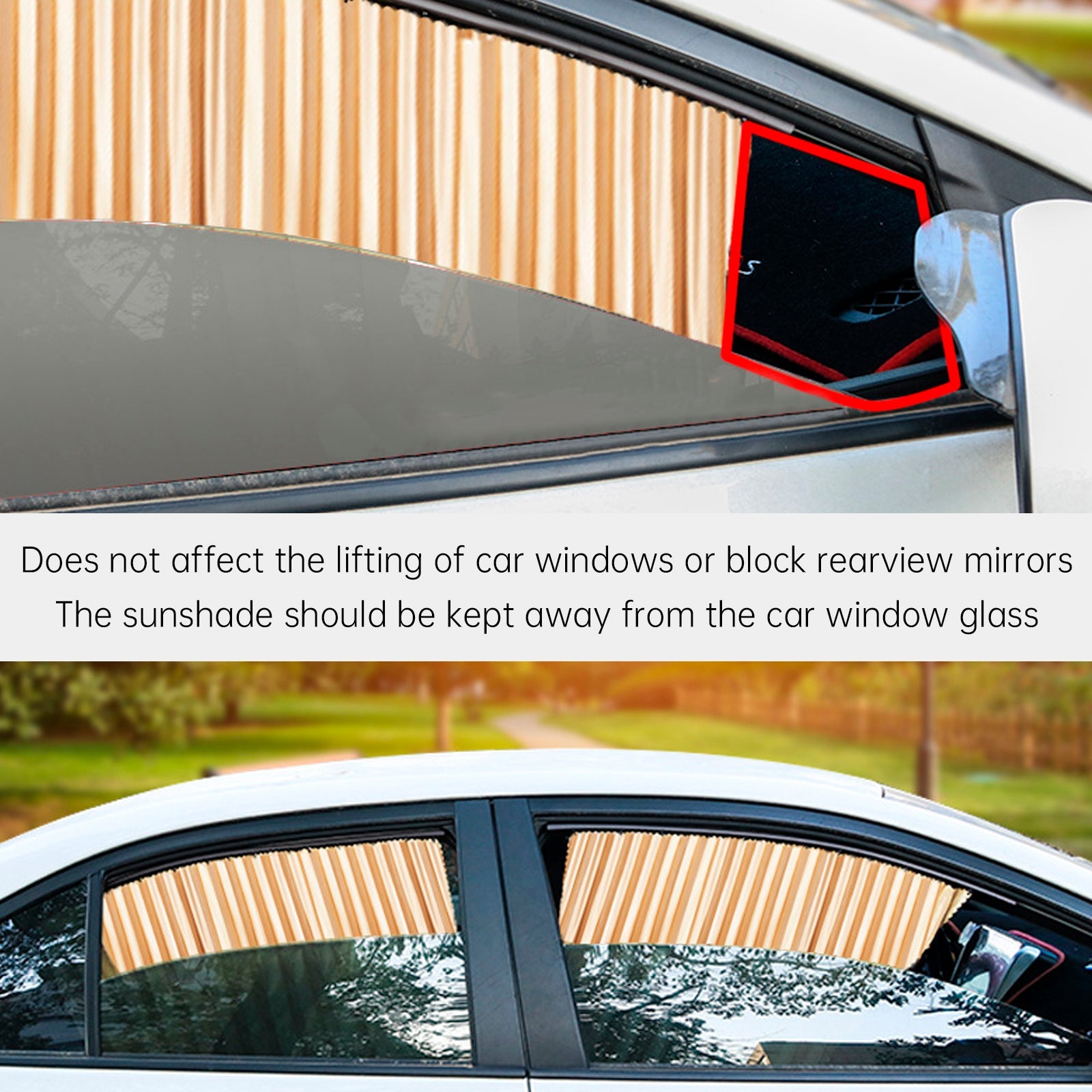 4 PCS Universal Car Side Window Sun Shades Gold For Breast feeding Taking a nap