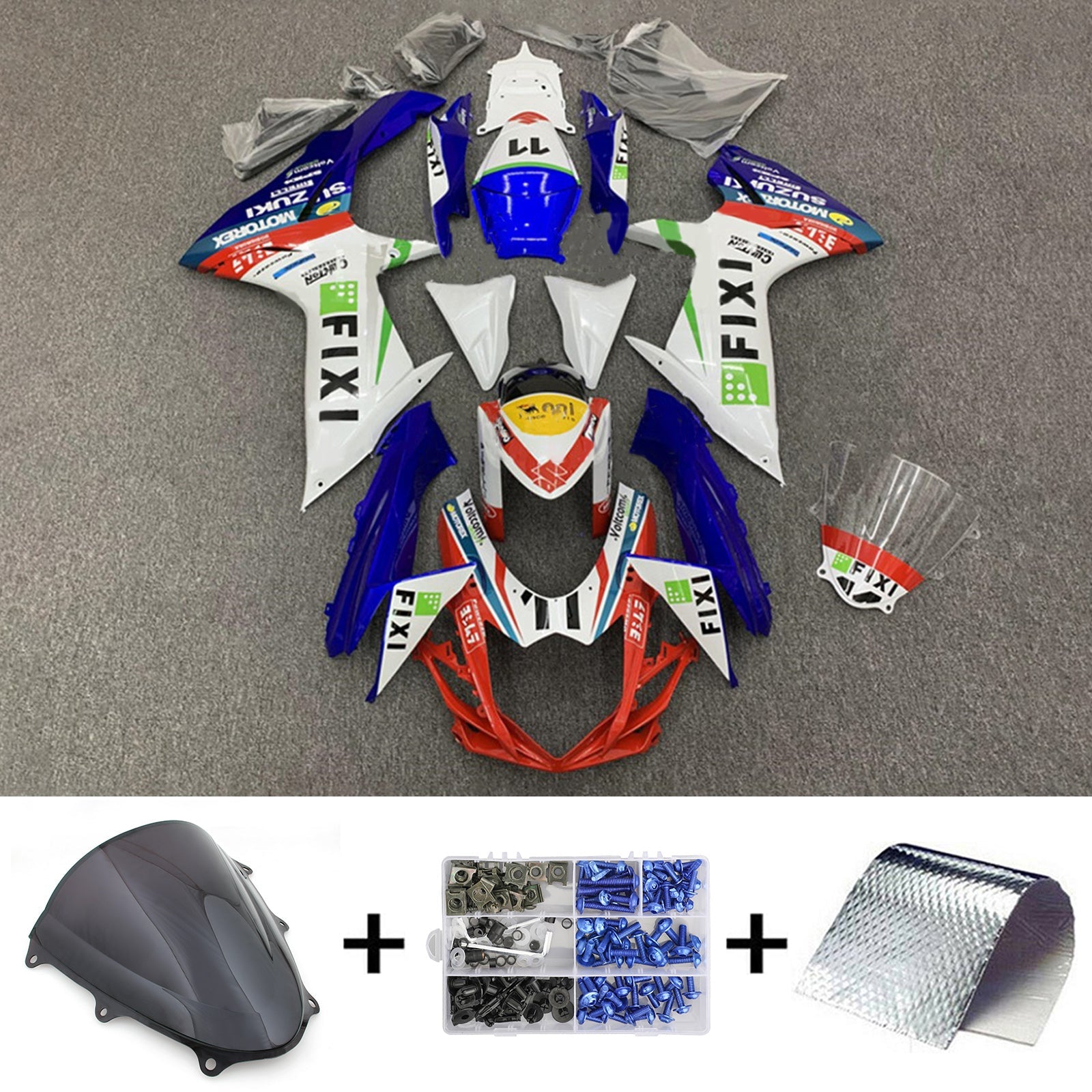 Amotopart Suzuki GSXR 600/750 2011-2024 K11 Fairing Kit Bodywork Plastic ABS