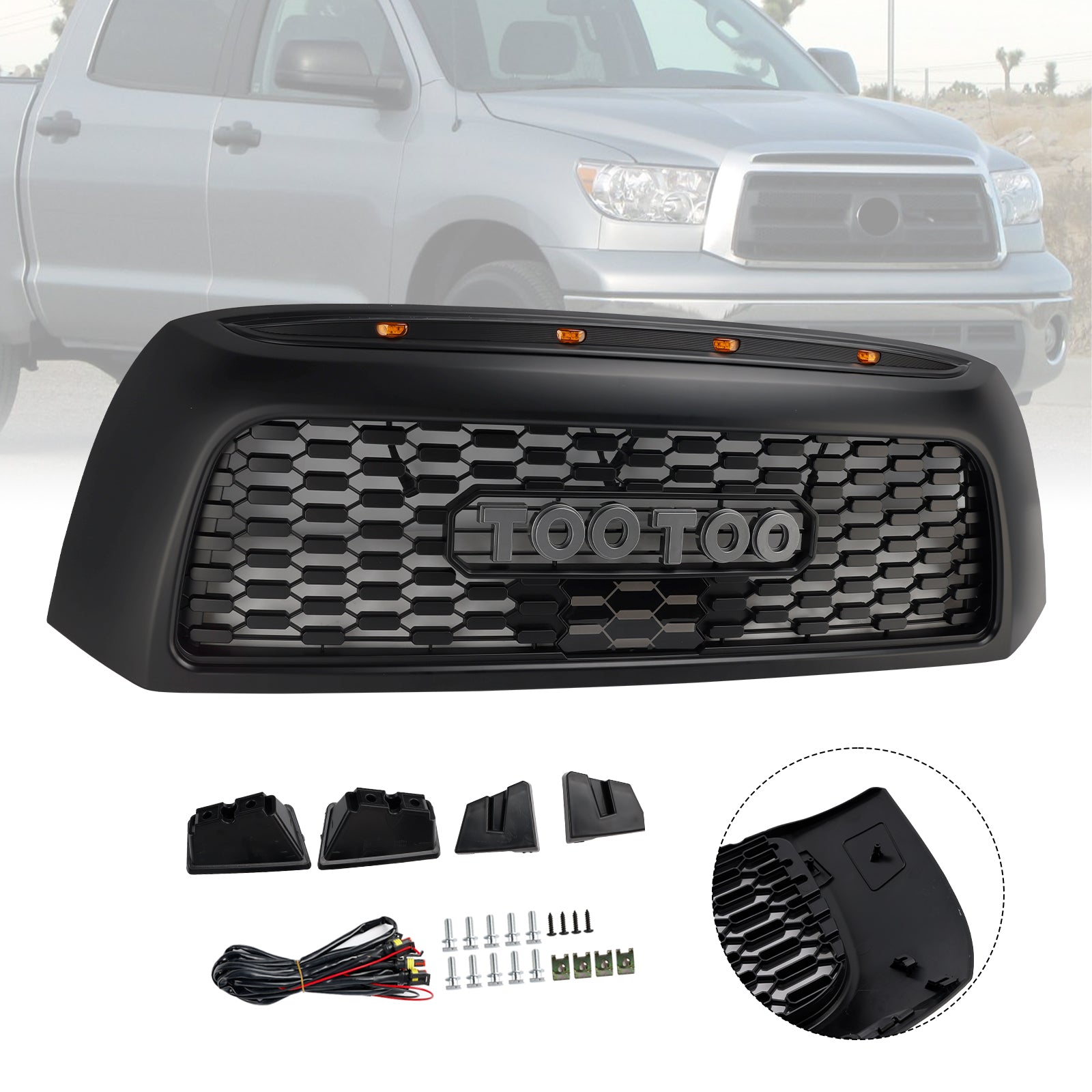 2006-2009 Toyota Tundra TRD PRO Honeycomb Front Bumper Grill Grille Black