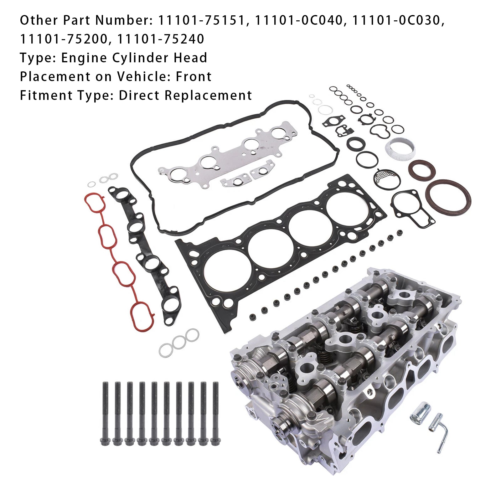 2010 Toyota 4Runner N280 2TR-FE  Engine Cylinder Head Bolts Gasket Set 11101-75151 11101-75200