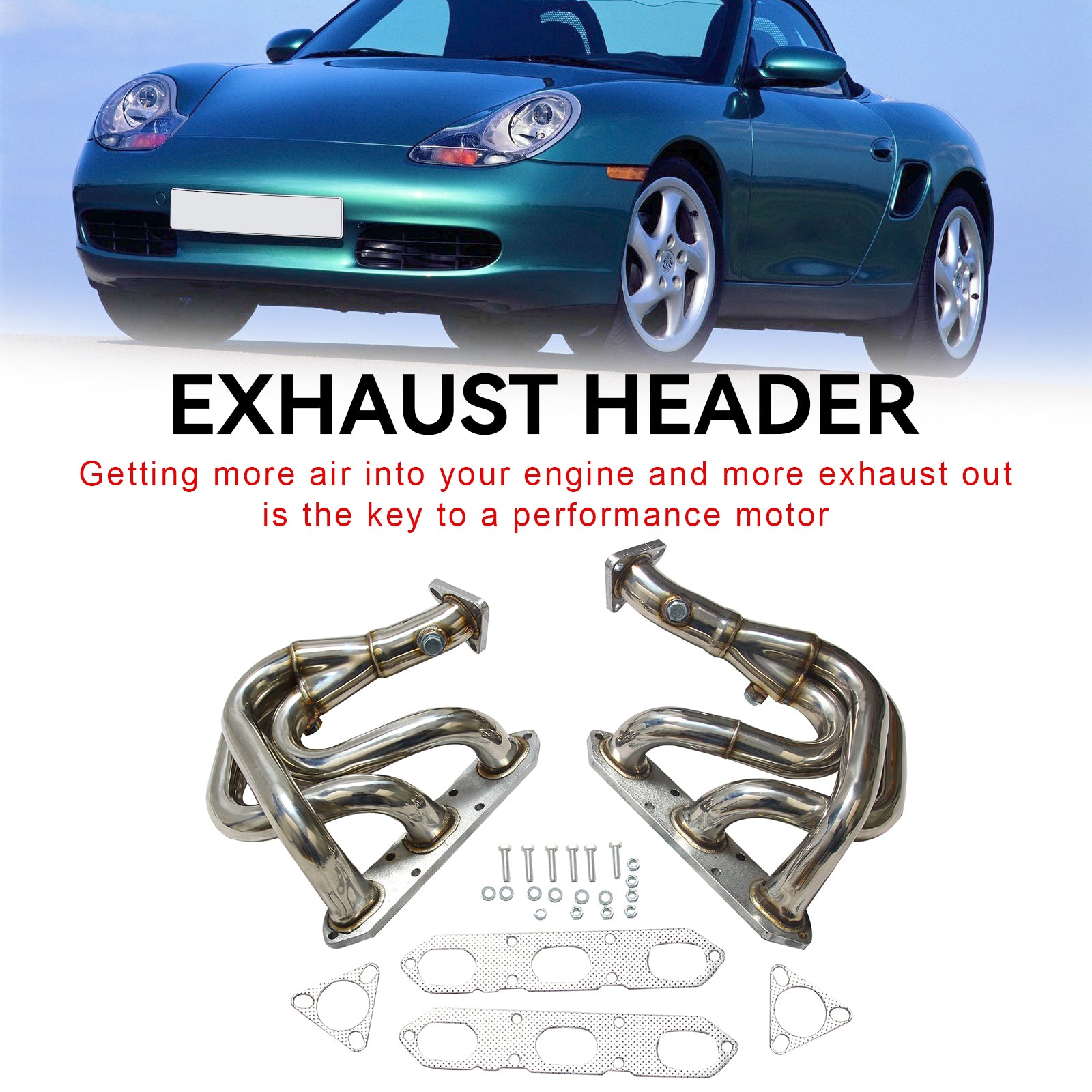 Stainless Steel Exhaust Manifold Fit Porsche Boxster 986 2.5L & 2.7L 1997-2004