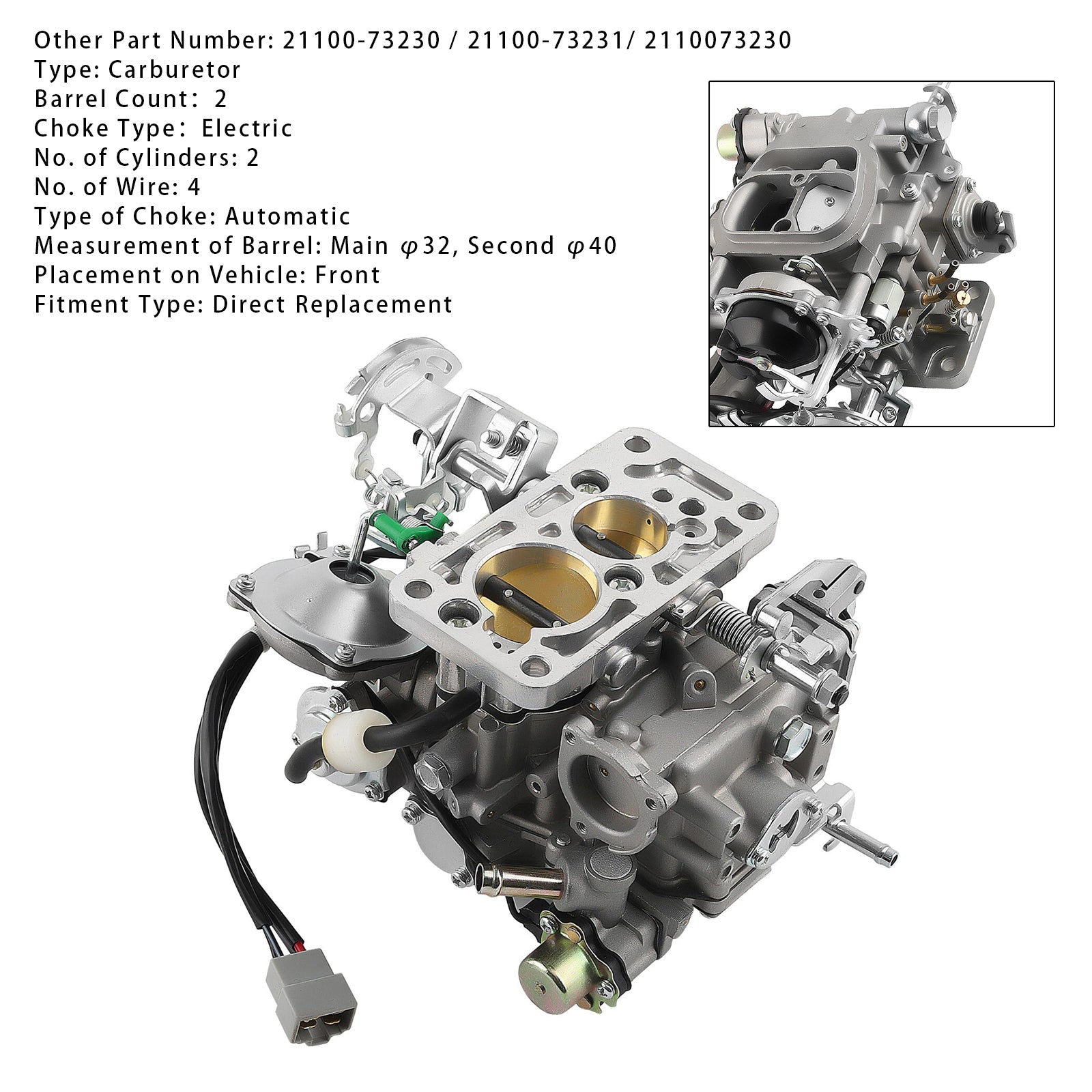 1982-1988 Toyota 4Y 3Y Hiace Hilux Dyna Van Auto Carburetor 21100-73230 21100-73231