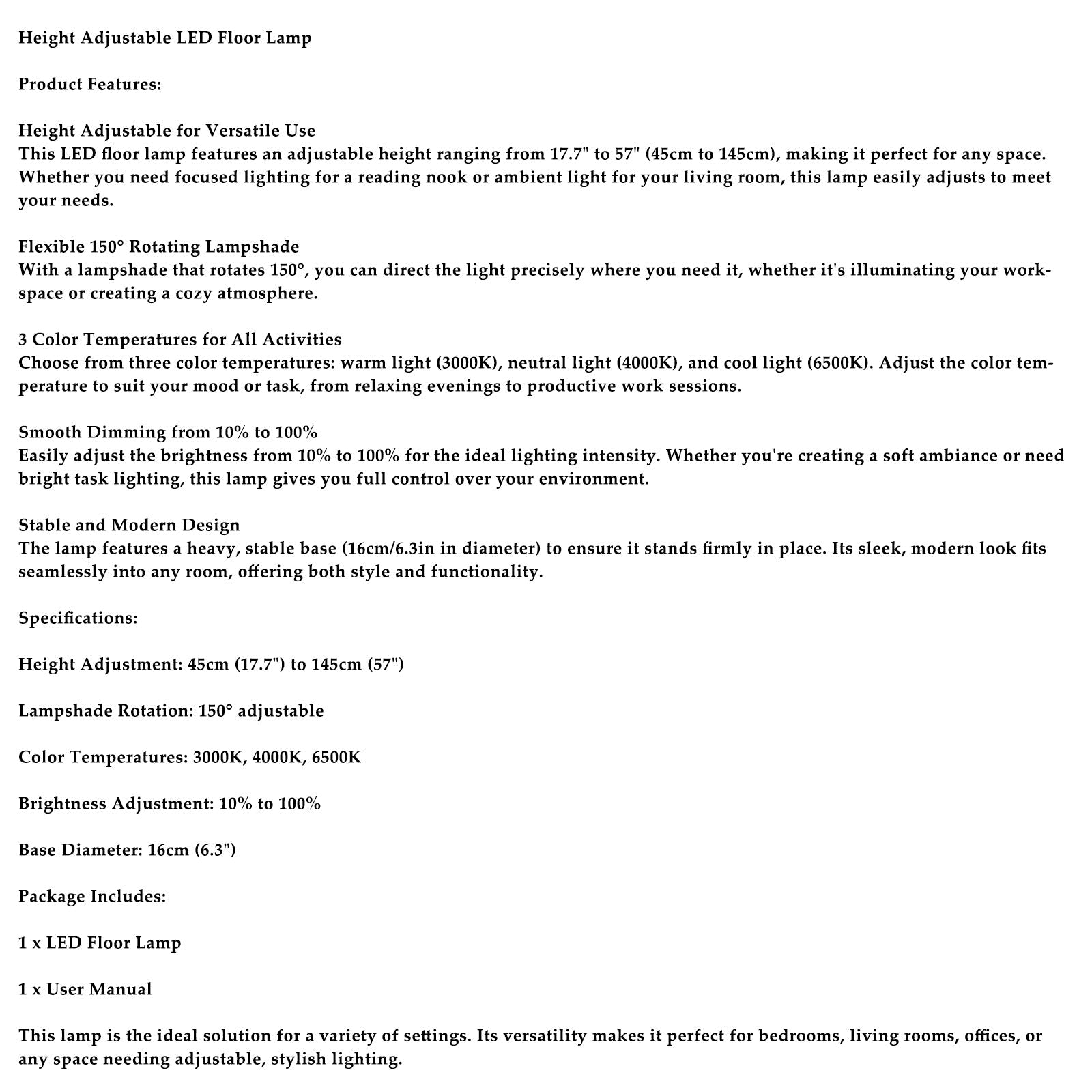 Dimmable for Bedroom/Office-Walnut Adjustable LED Floor & Table Lamp 3 Colors