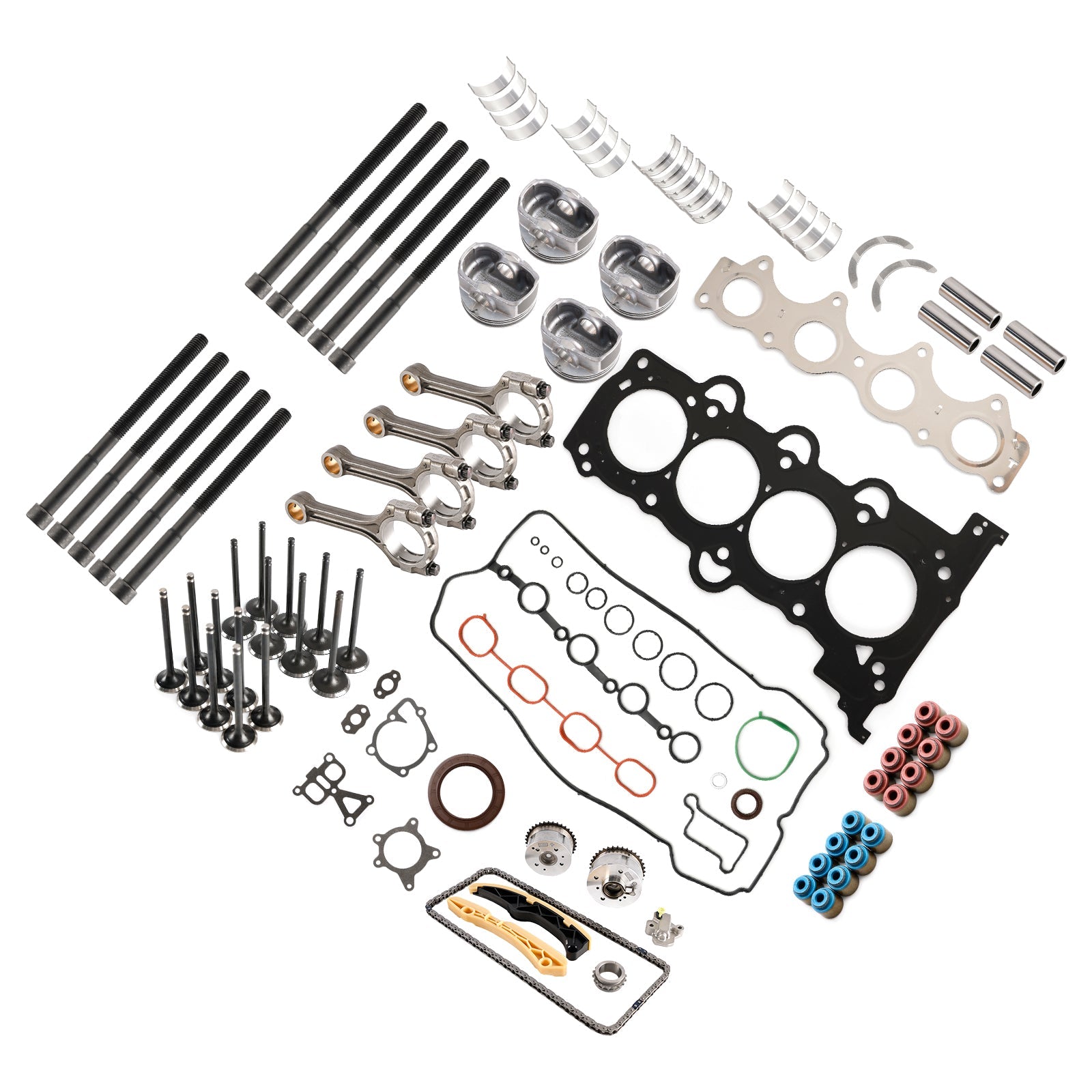 G4FJ 1.6T Engine Piston Gasket Valve Bearing Timing Kit w/ Rods for Hyundai Accent Verna (RB/RC) (2011-2017) Elantra (AD) (2017-2020)