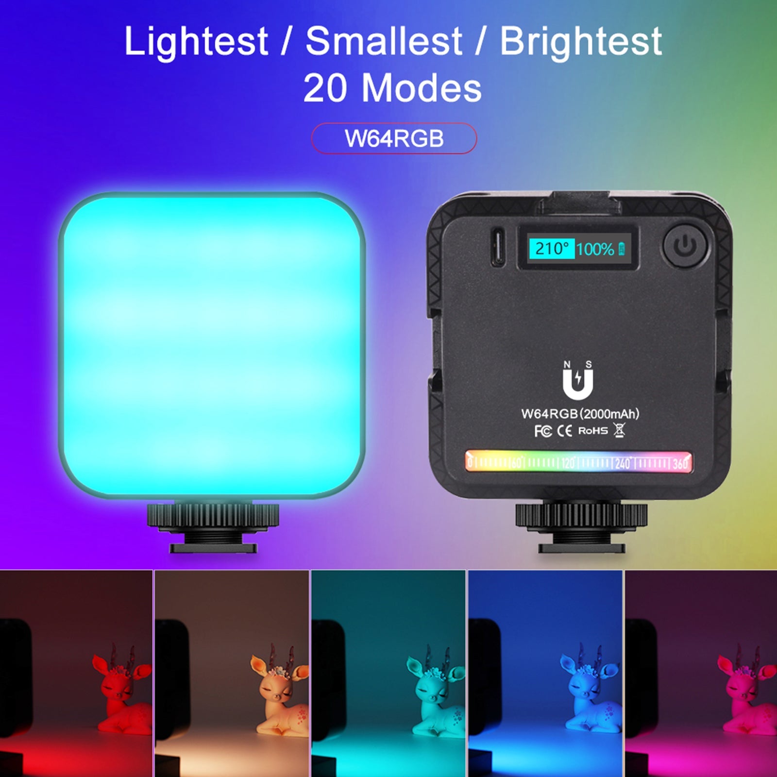 W64 RGB LED Video Light Fill Light Video Camera Mobile Phone Live Beauty Outdoor