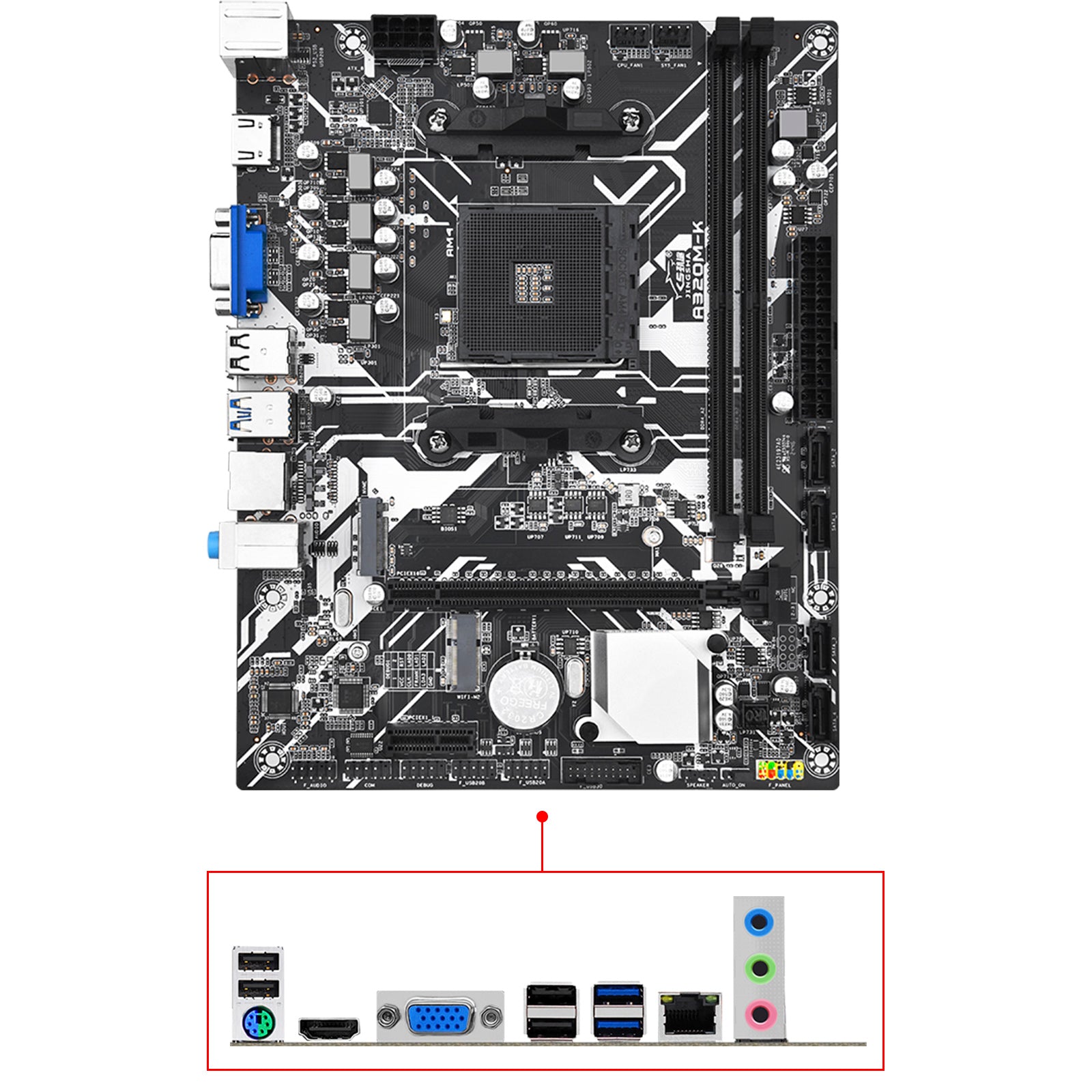 A320M-K Computer Motherboard AMD Socket AM4 CPU Support NVME Gigabit Network Card