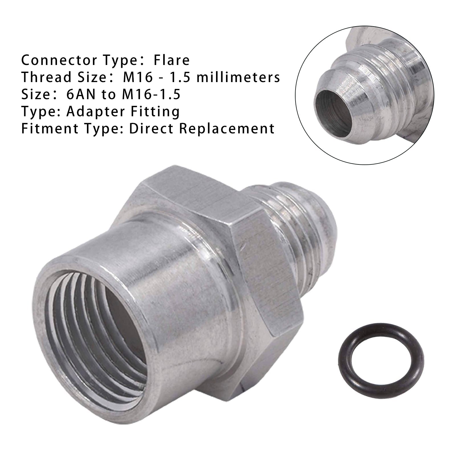 6AN Male Flare Supply Feed Fuel Line Adapter Fitting to Female M16-1.5