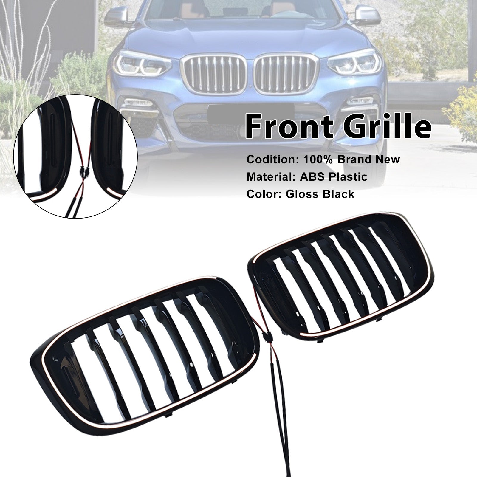 2018-2021 For BMW X4 G02 Pre-Facelift Front Kidney Mesh Grille Grill Gloss Black 51138469960