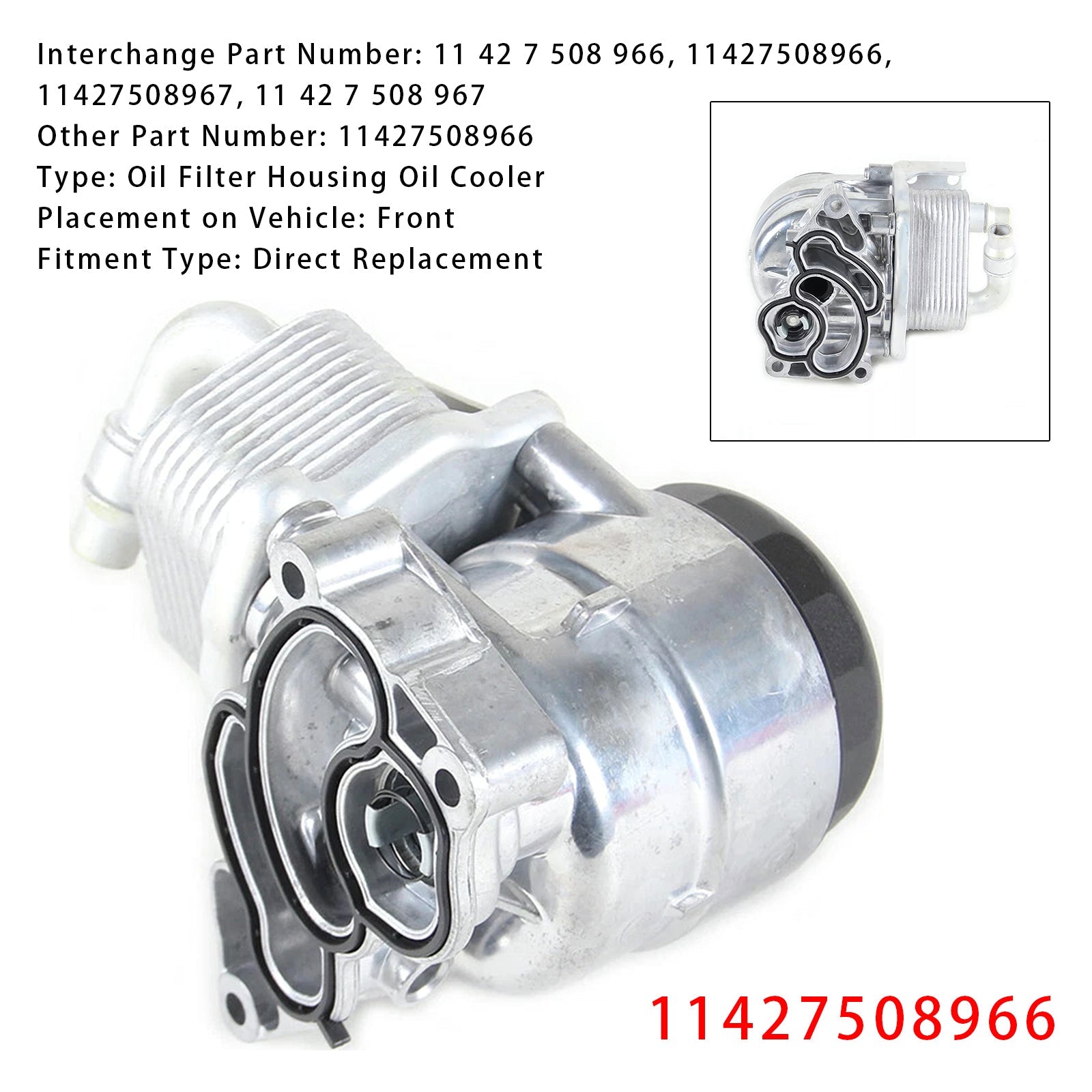 1997?C2013 BMW 3 Series  Engine Oil Cooler Oil Filter Assembly 11427508966