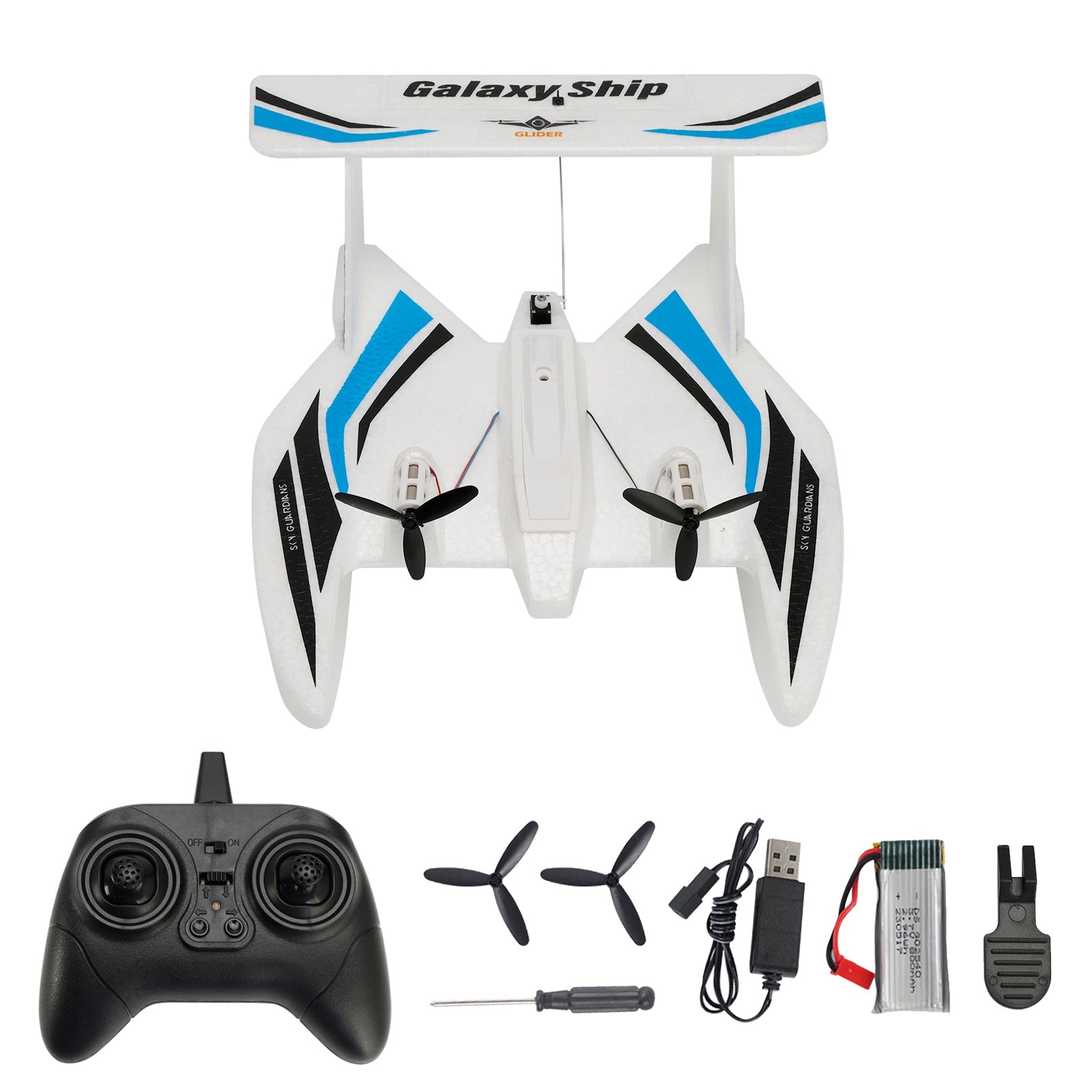 RC Plane For Water Land & Air Aircraft 3Ch Remote With 2 Batteries 2.4Ghz Blue