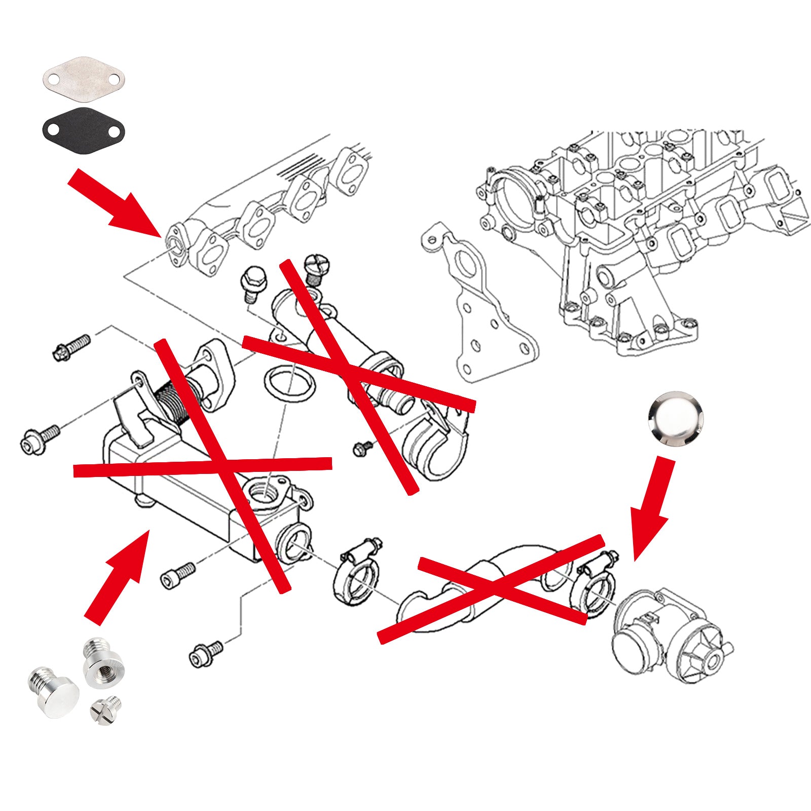 EGR Radiator Plug for BMW 2.0 3.0 M47N2 M57N E46 E90 E60 E61 E83