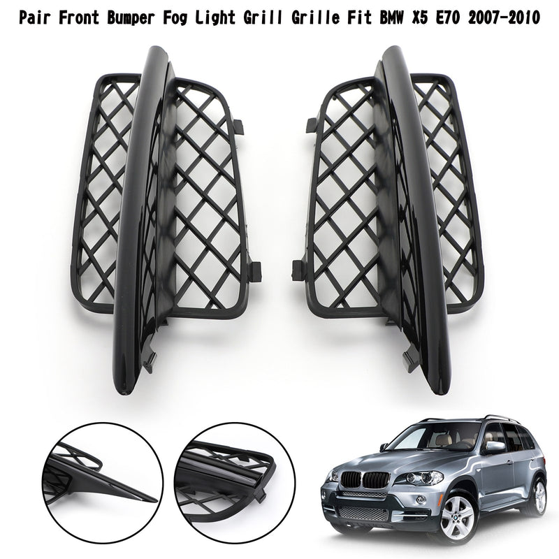 BMW X5 E70 2007-2010 Pair Front Bumper Fog Light Grill Grille