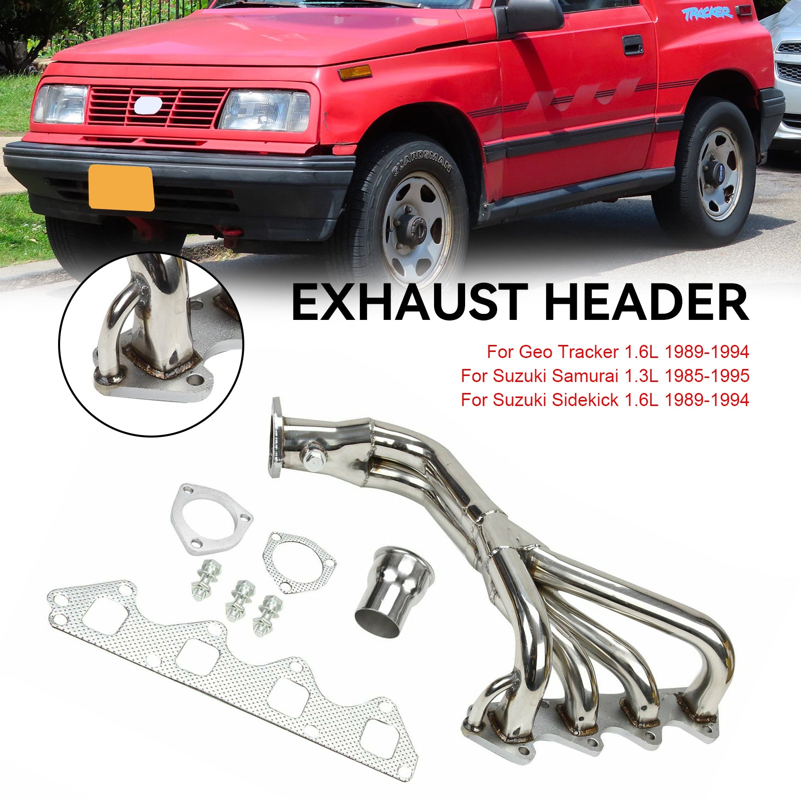 Stainless Manifold Header fit Suzuki Samurai & Geo Tracker 1.3L 1.6L L4 86-96