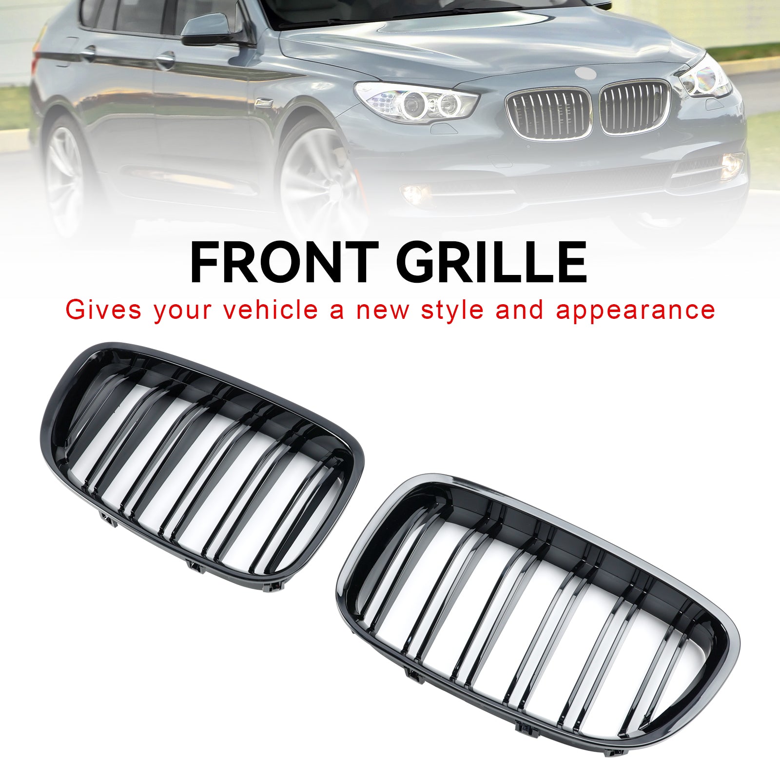 BMW 5 Series GT F07 2009-2017 Gloss Black Front Kidney Grille Grill