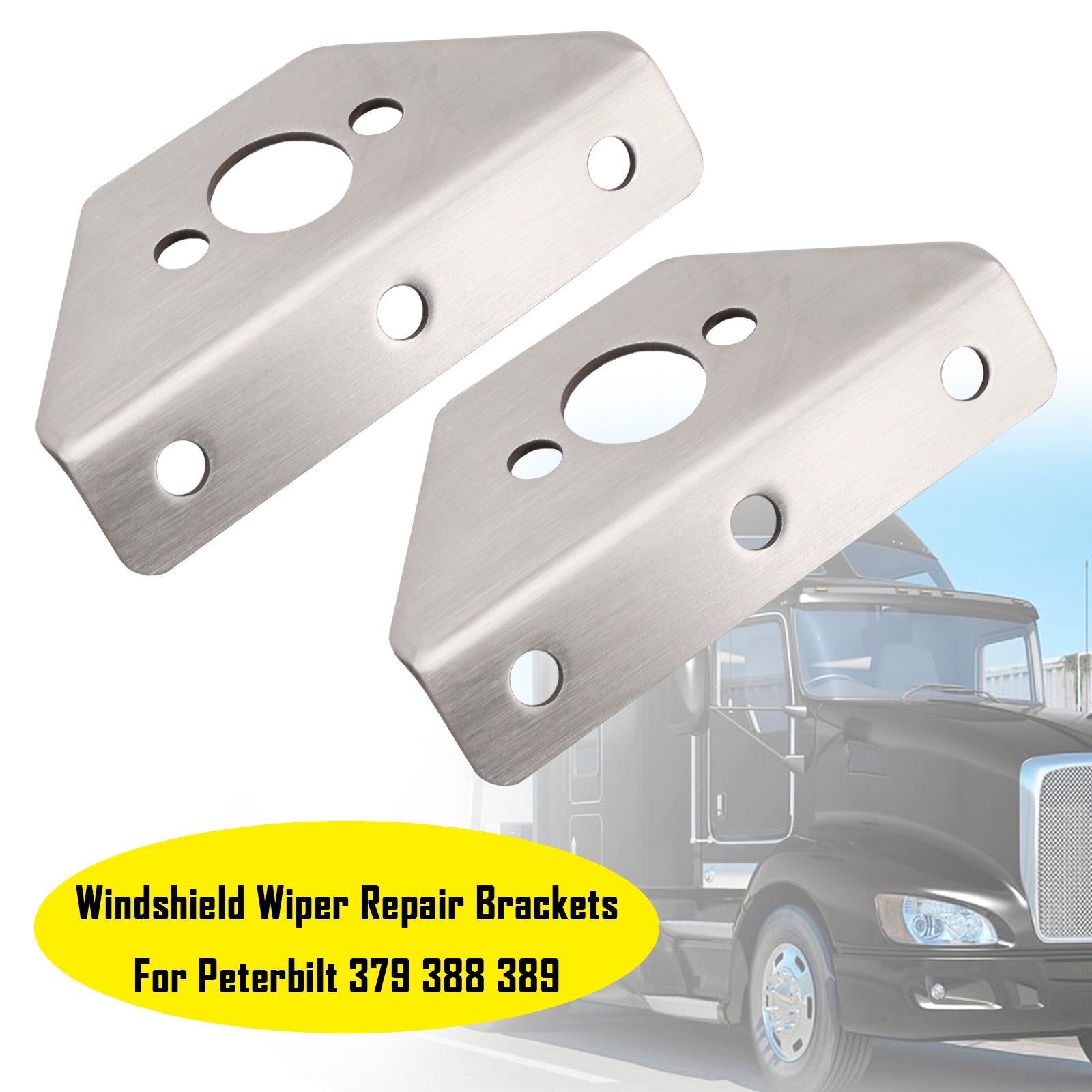 Peterbilt 379 388 389 2 PCS Windshield Wiper Repair Stainless Steel Brackets