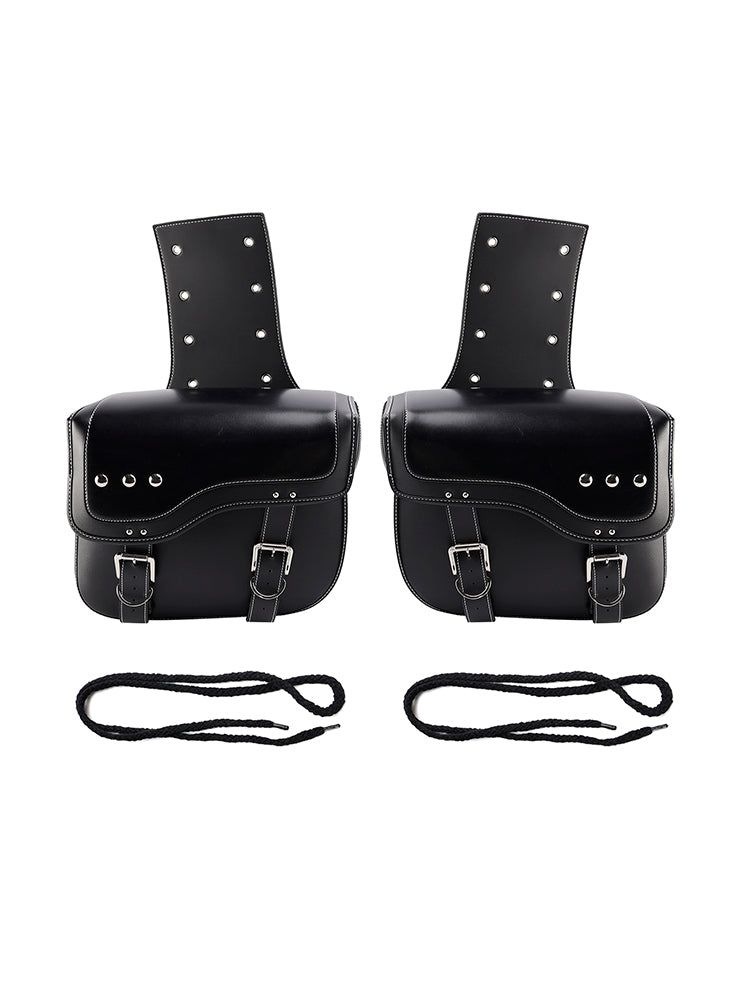 Universal Saddlebag Side Storage Tail Bag Pu Luggage Black 28L For Motorcycle