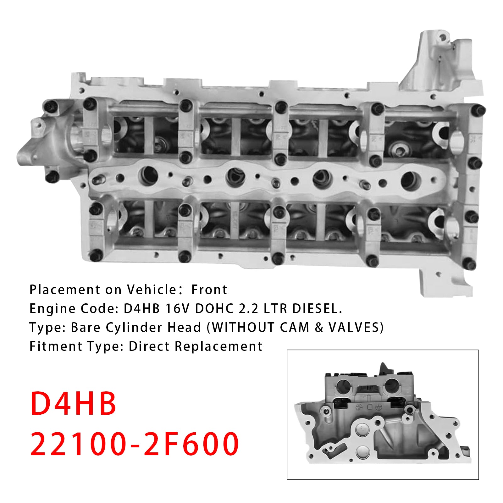 2009-2017 Hyundai Santafe &amp; Grand Santafe D4HB Bare Cylinder Head 22100-2F600