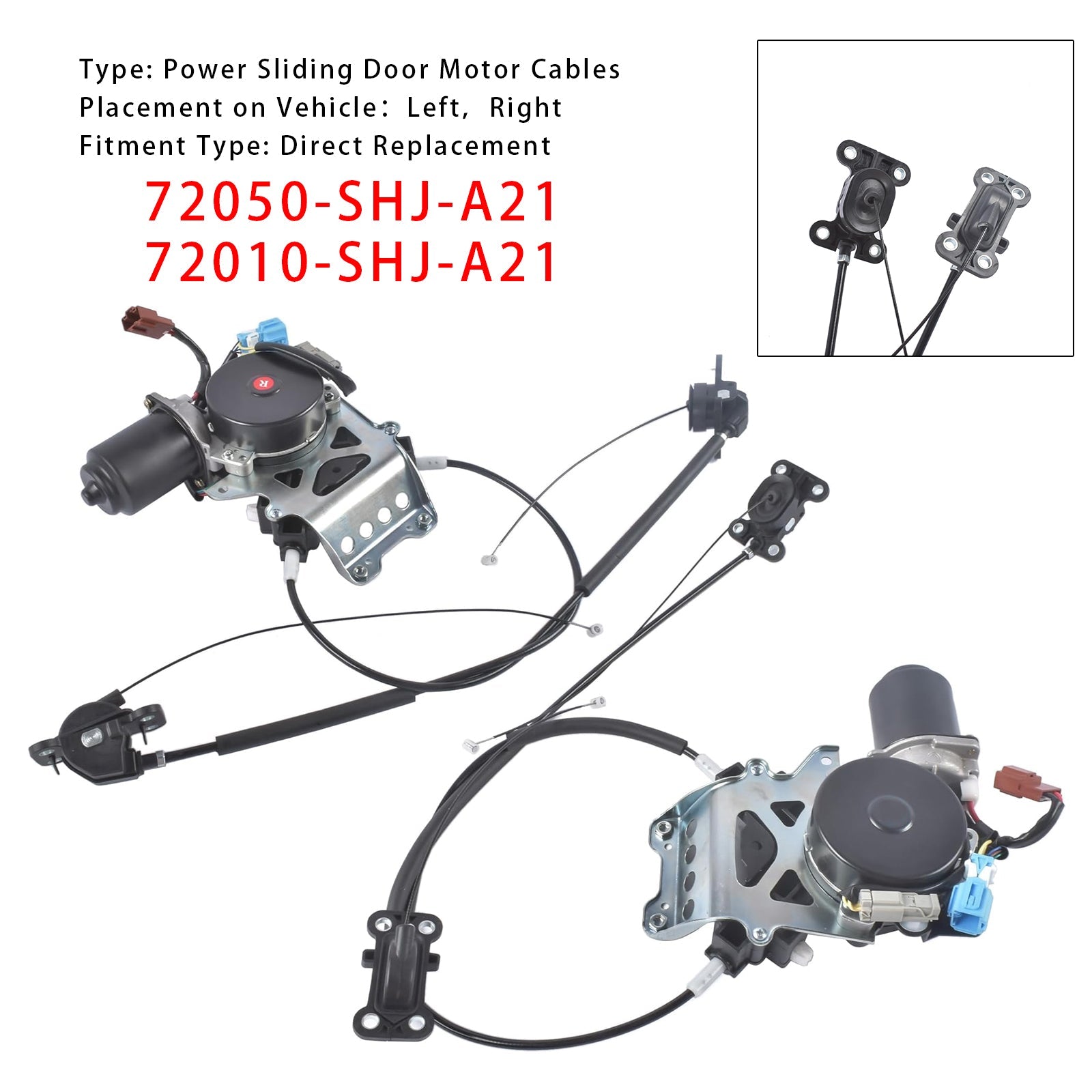 Left+Right Power Sliding Door Motor Cables For Honda Odyssey 2005-2010