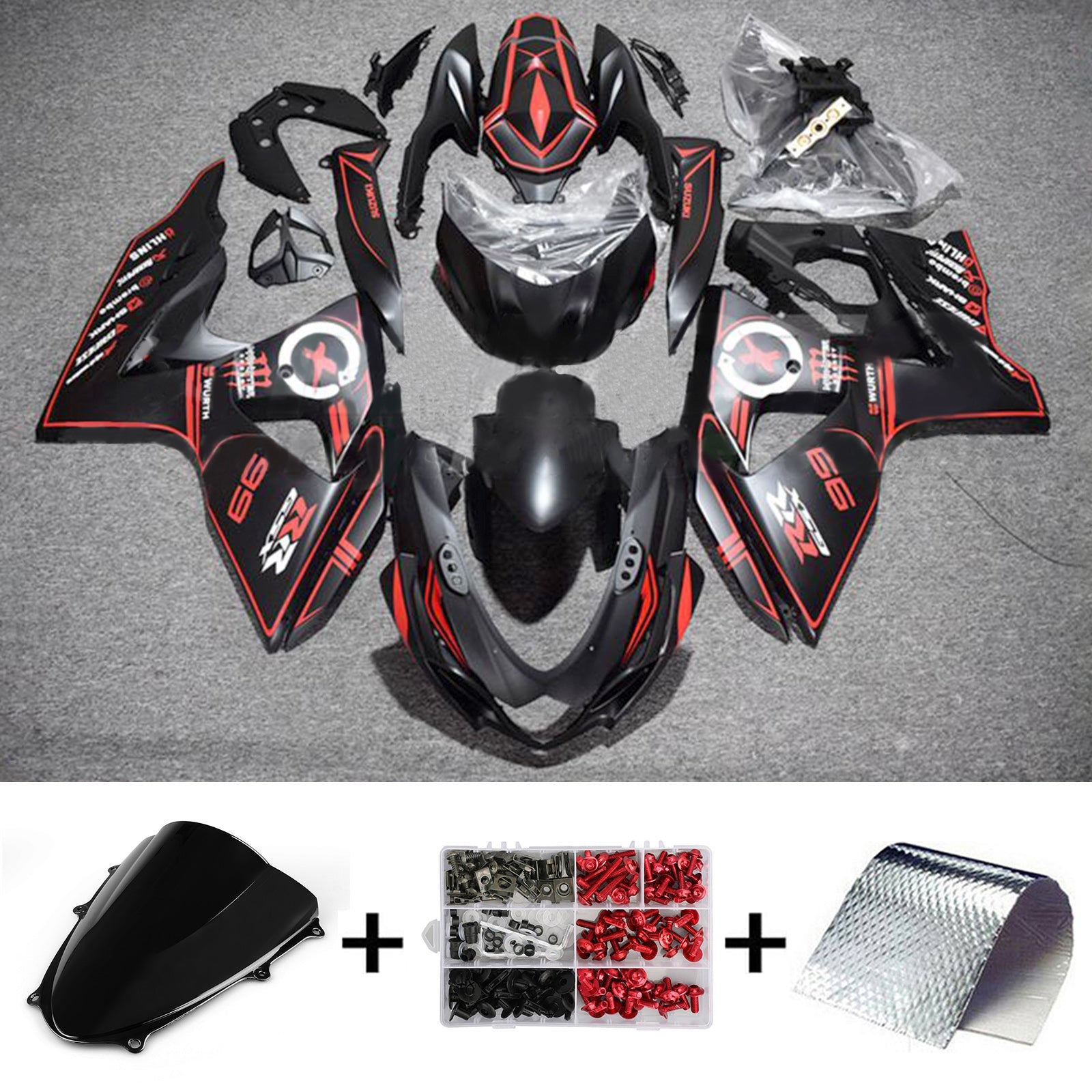 Amotopart Suzuki GSXR1000 2009-2016 K9 Fairing Kit Bodywork Plastic ABS