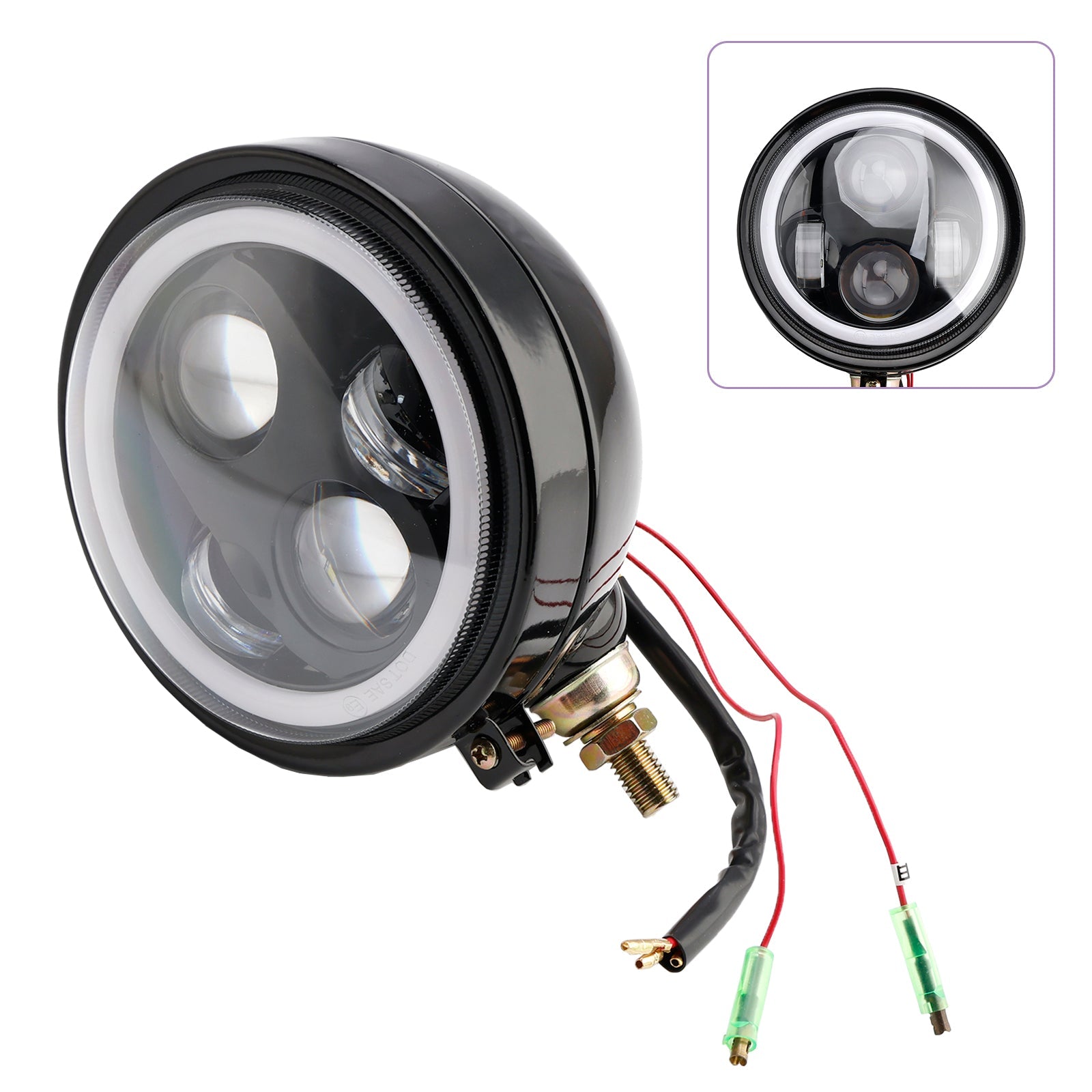 5.75" Headlight Lamp Spotlight Universal 4-Bulbs Fits For Motorcycle