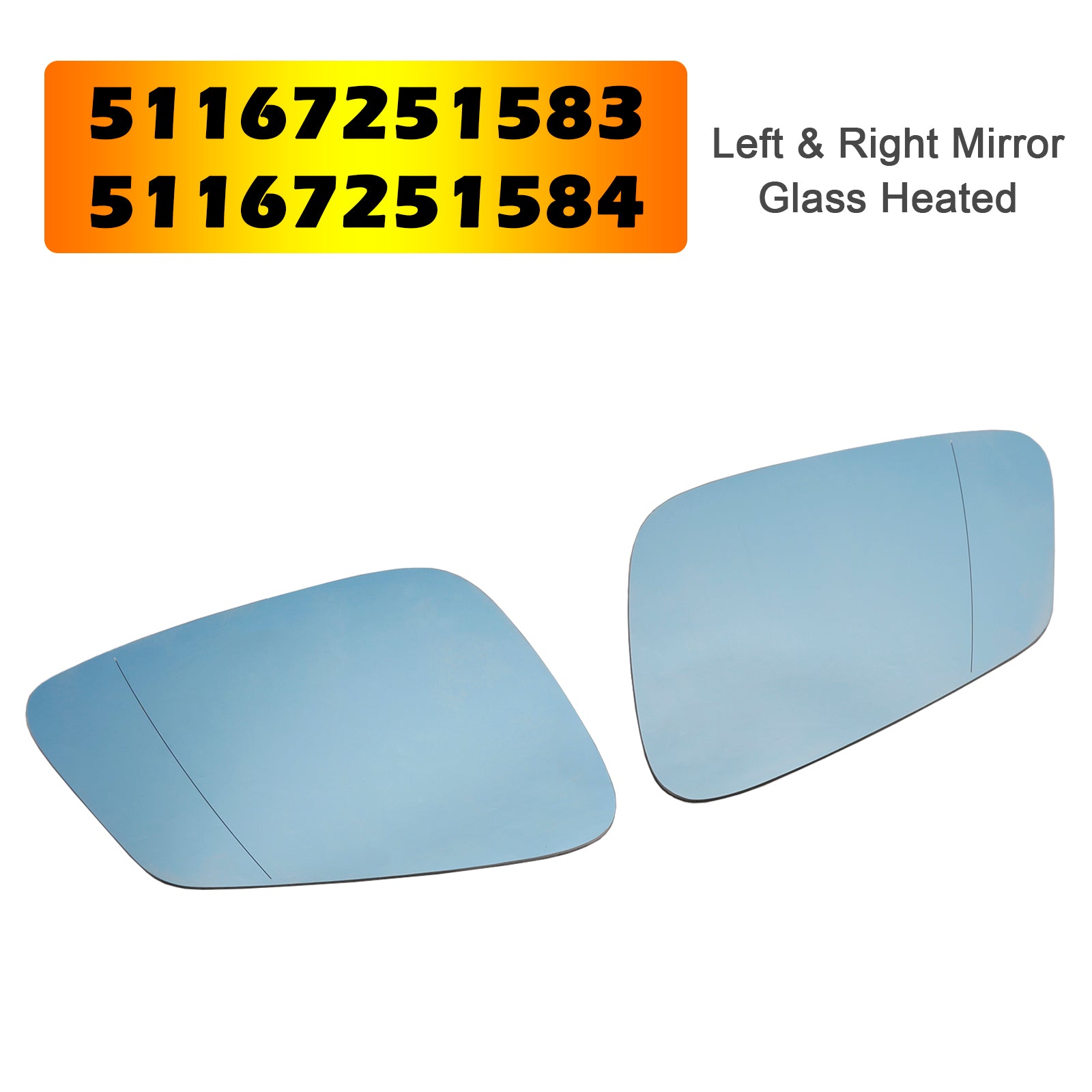 Left & Right Mirror Glass Heated for BMW 5 6 7 series 51167251583 51167251584
