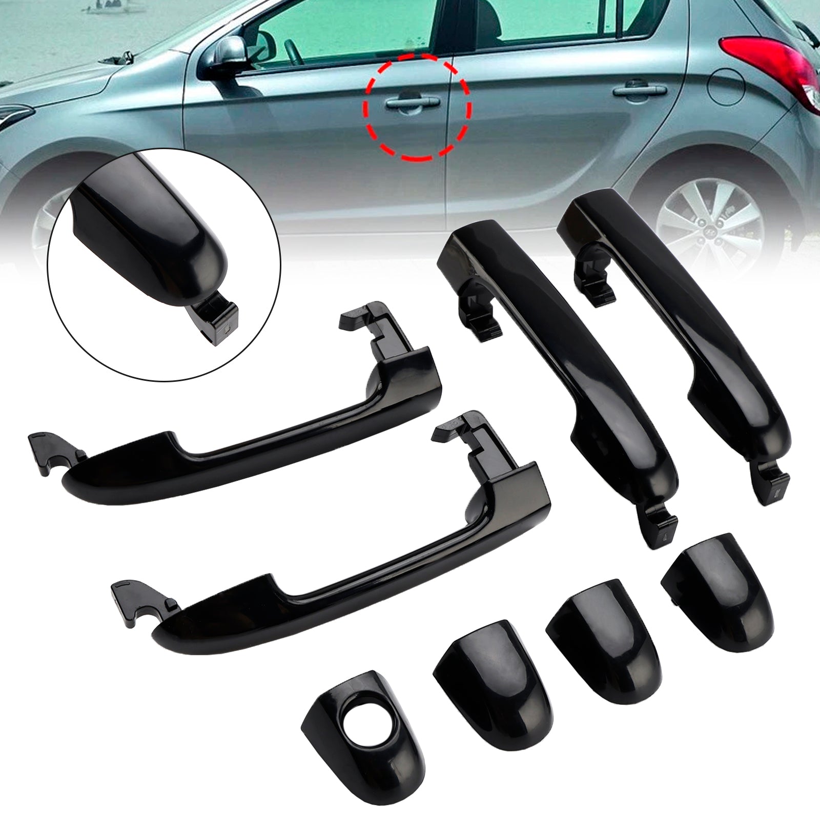 4Pcs Front/Rear Left Right Outer Door Handle For Hyundai i20 PB 2009-2015