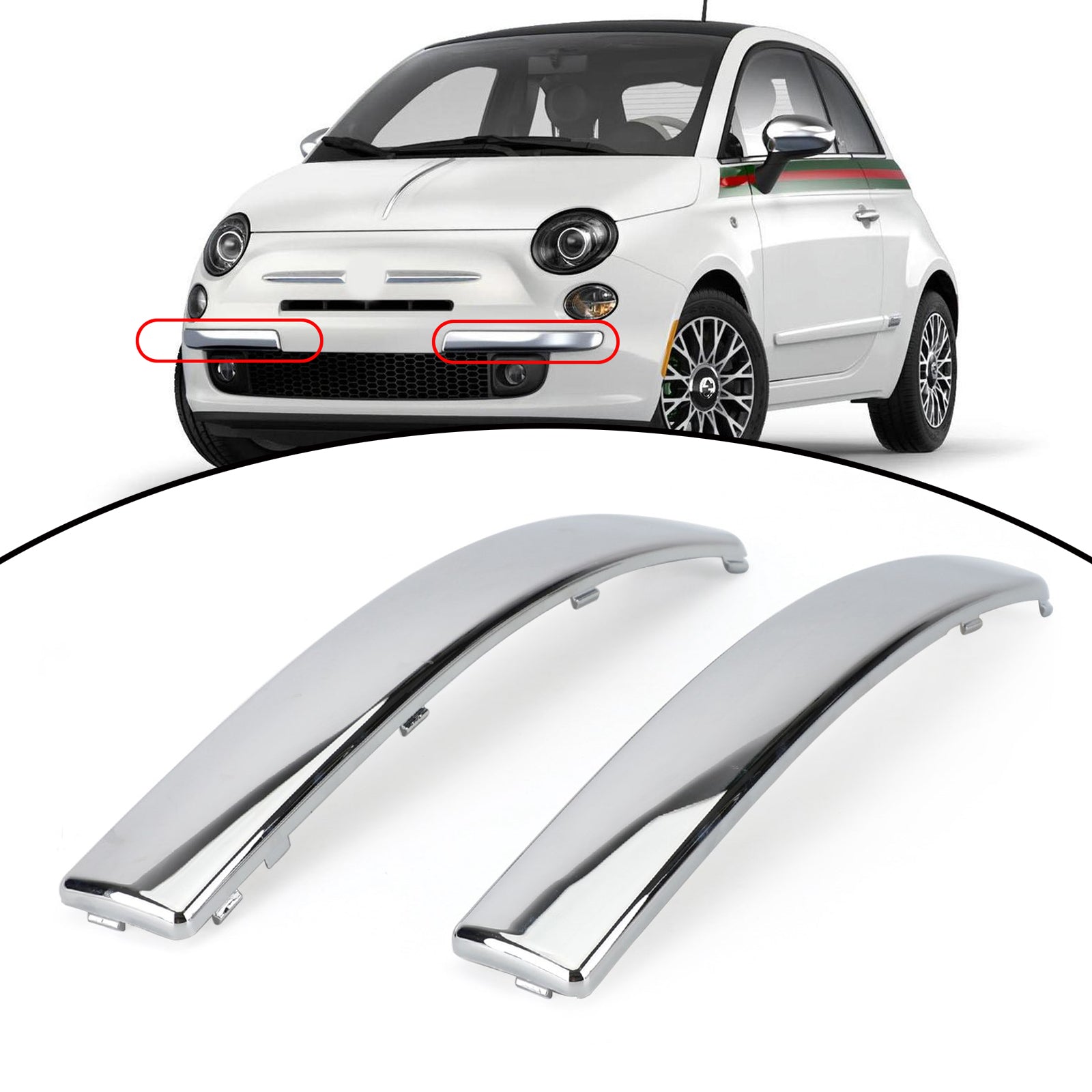 Chrome Left Front Bumper Lower Moulding Trim For Fiat 500 2007-2015