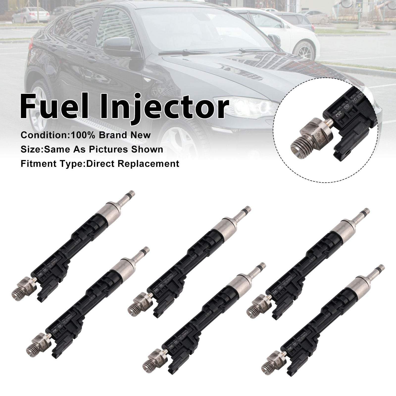 2012-2015 For BMW ActiveHybrid 5 6PCS Fuel Injector 0261500109