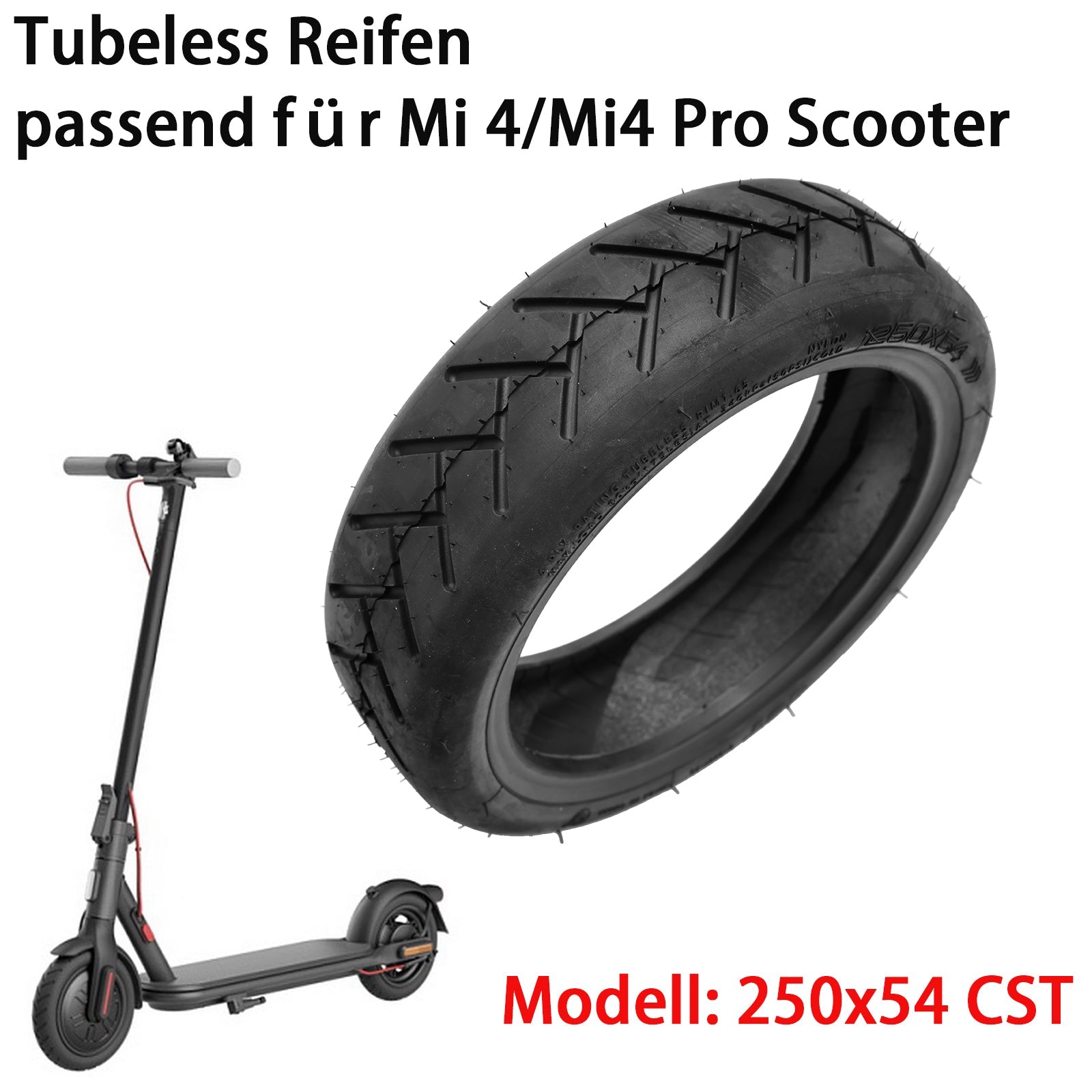 250x54 CST Electric Scooter Tire Tubeless Thickened Tyre For Xiaomi 4/Mi4 Pro