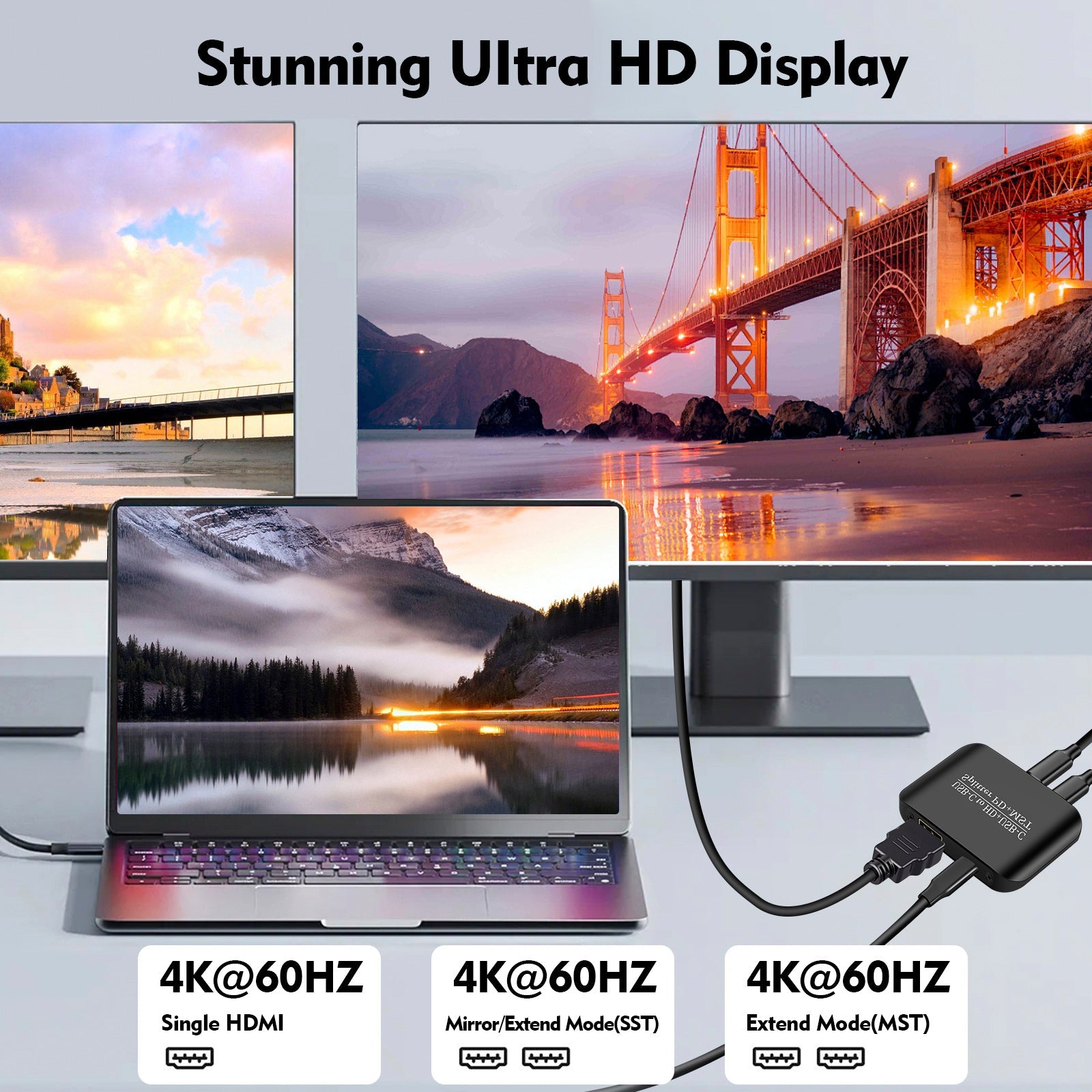 4K60TYPE-C to HDMI+TYPE-C Adapter Different Same Display Power Supply Splitter