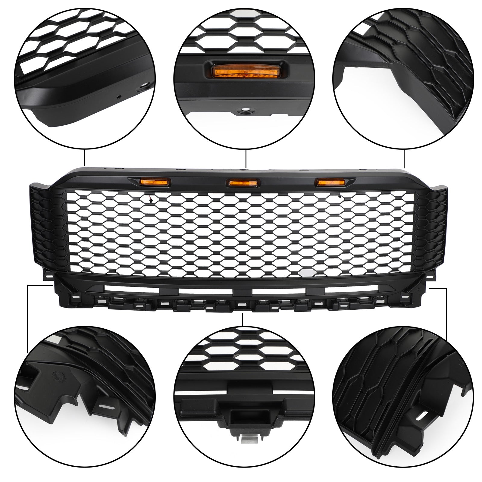 Parrilla de parachoques delantero ABS de repuesto con LED compatible con Ford F150 2021-2023 Raptor