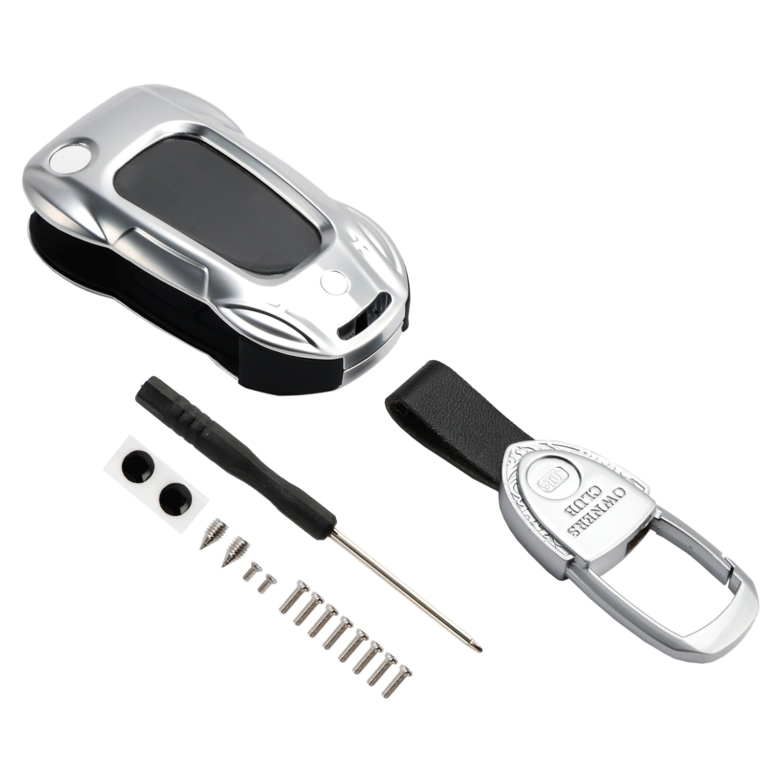 Audi A1 A3 S3 Leather Alloy Zinc Car Key Silvery Case Cover