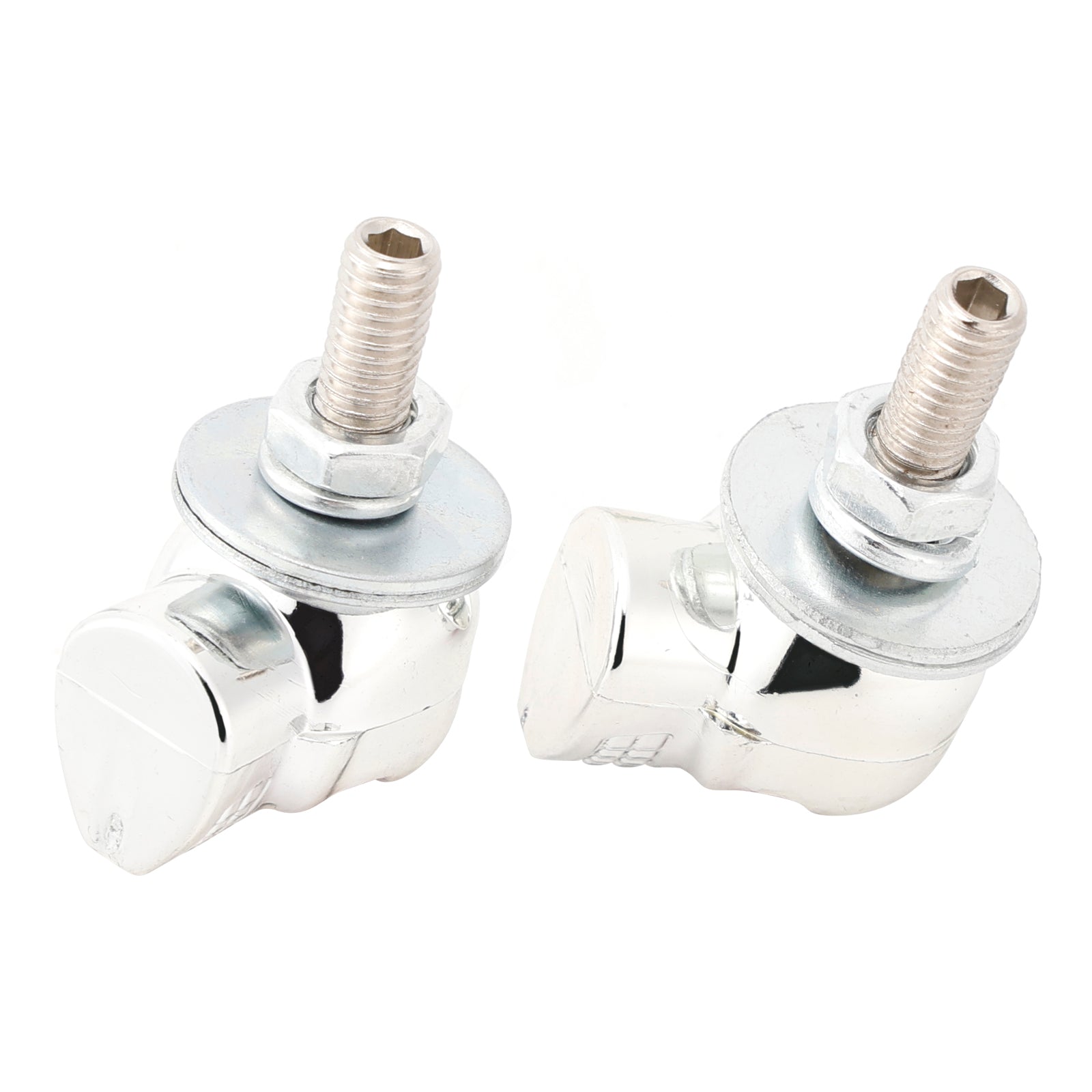 2x Motorcycle Bike Plastic Silver Skull License Plate Bolt On Screw On Frame Nut