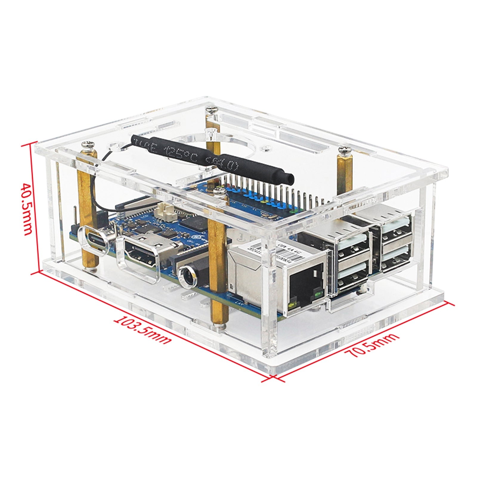 Orange Pi 4A Transparent Protective Box Orange Pi 4A Acrylic Case w Cooling Fan