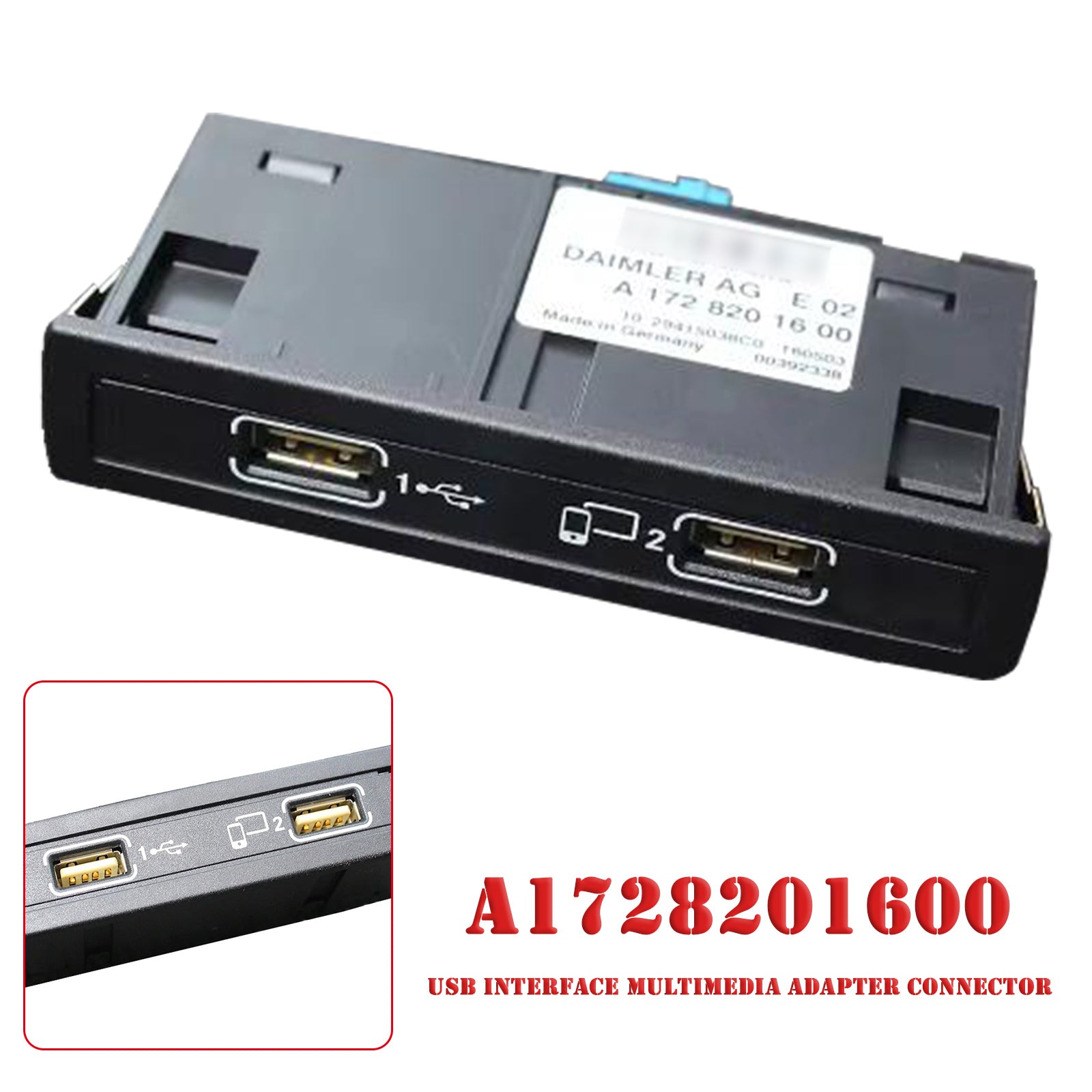 2015-2019 Mercedes-Benz GLS (X166) USB Interface Multimedia Adapter Connector A1728201600