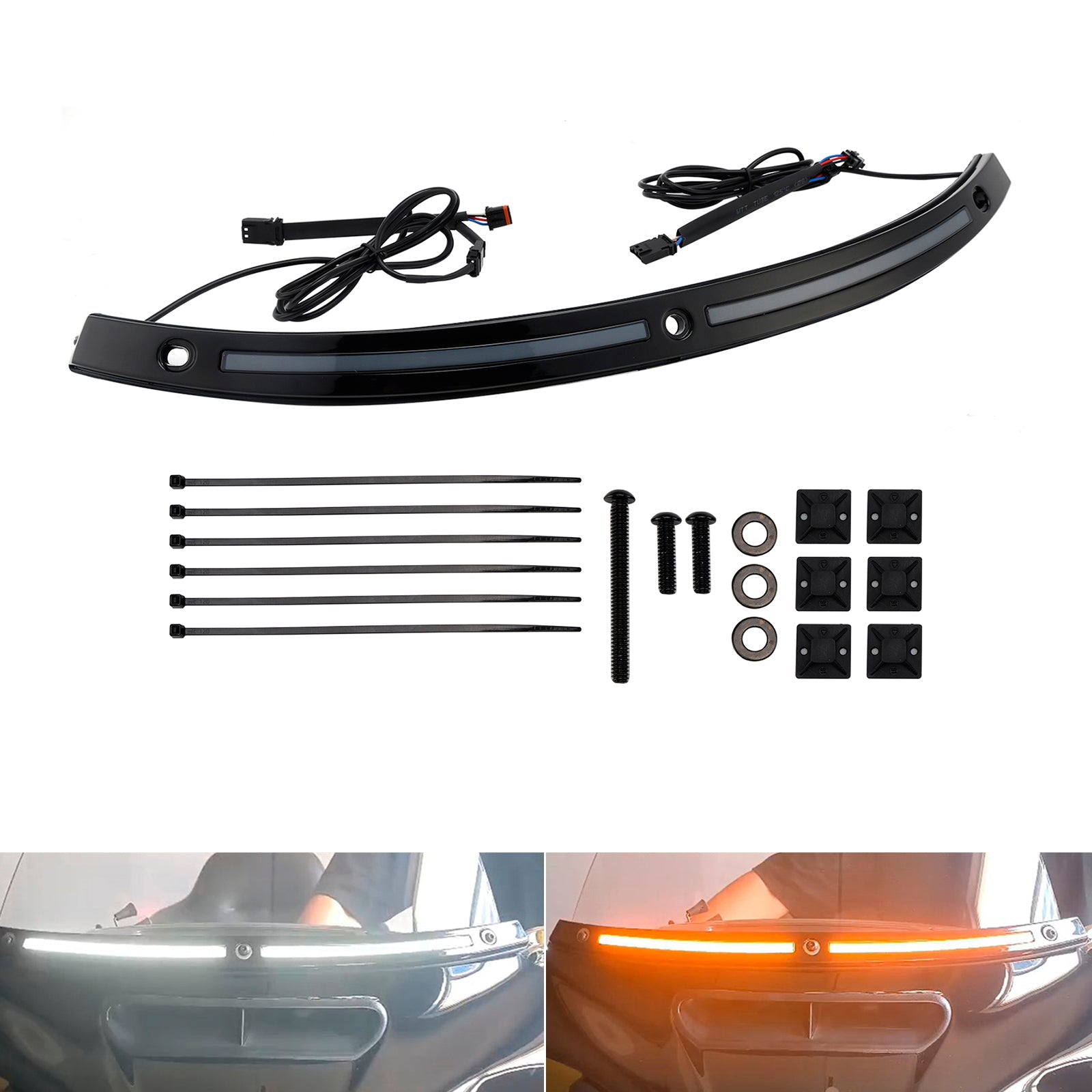 2014+Touring Electra Glide Street Glide Ultra Limited LED Running Turn Signal Light Windshield Trim