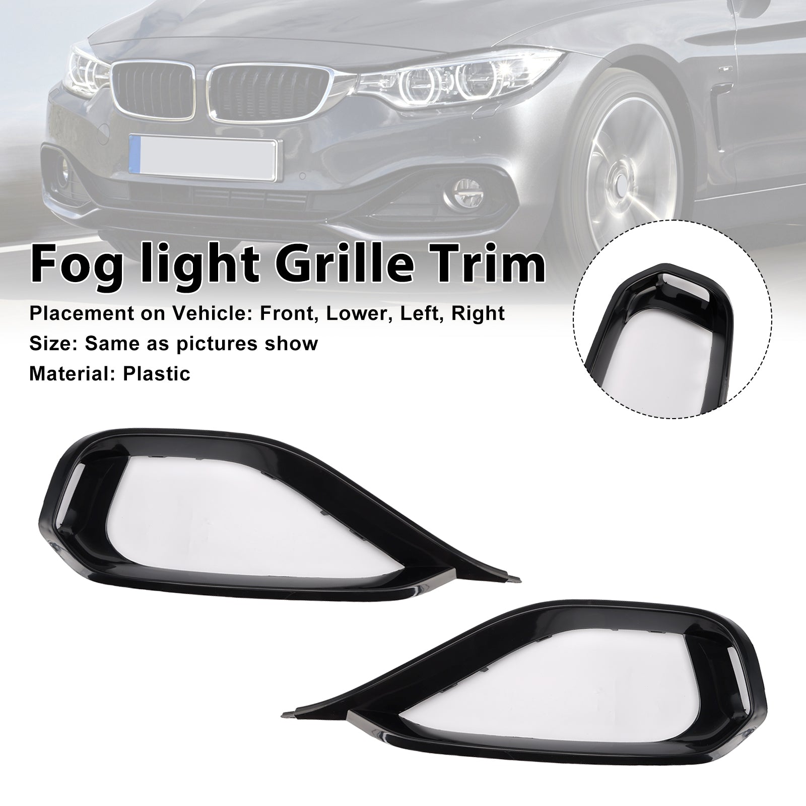 BMW 428i F32 F33 F36 Left & Right Fog Light Bezel Grille Front Bumper Trim