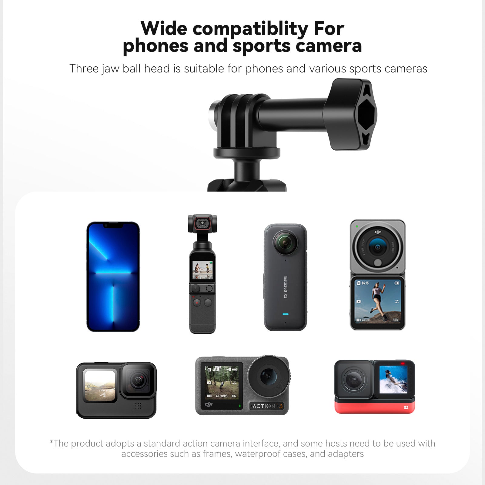 Universal Lightweight Strong Suction Cup Bracket For Dji Gopro13/Insta 360 Go3