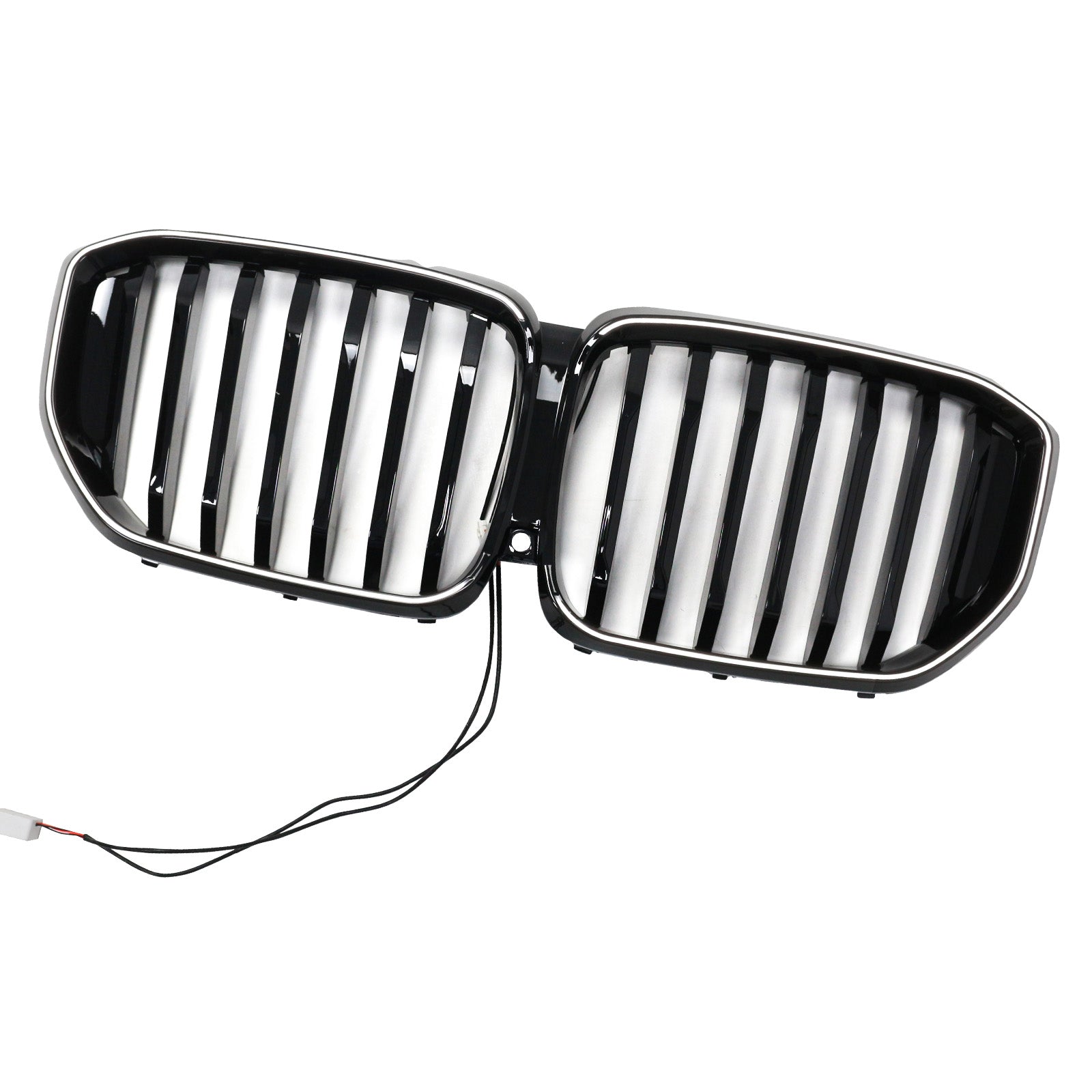 Black Front Bumper Grille Grill Fit BMW G05 LCI X5 2024+ Single Line W/LED