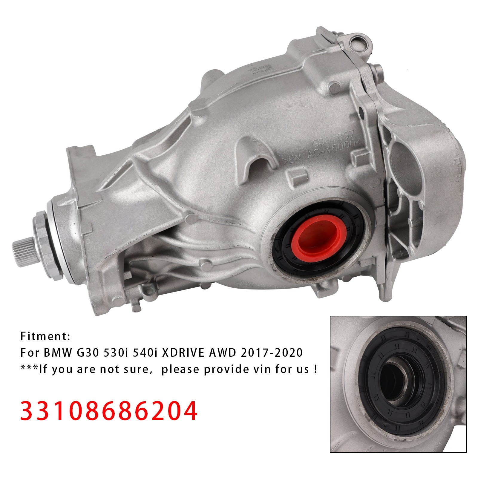 2017-2020 BMW G30 530i 540i XDRIVE Rear Differential Assembly 2.93 Ratio 33108686204