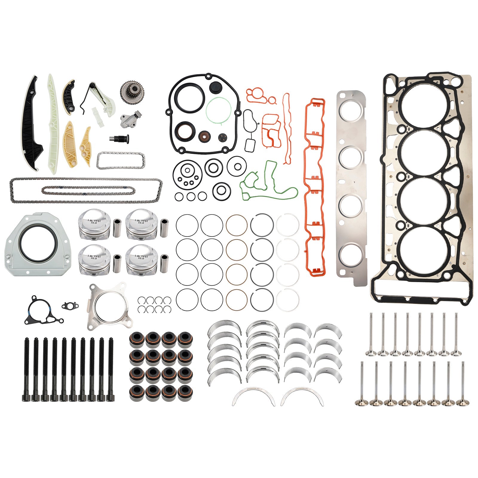 2007-2011 VOLKSWAGEN Passat  1.8 TSI BZB CDAA CDAB Engine Pistons Overhaul Rebuild Kit 06H107065CP 06H109509Q