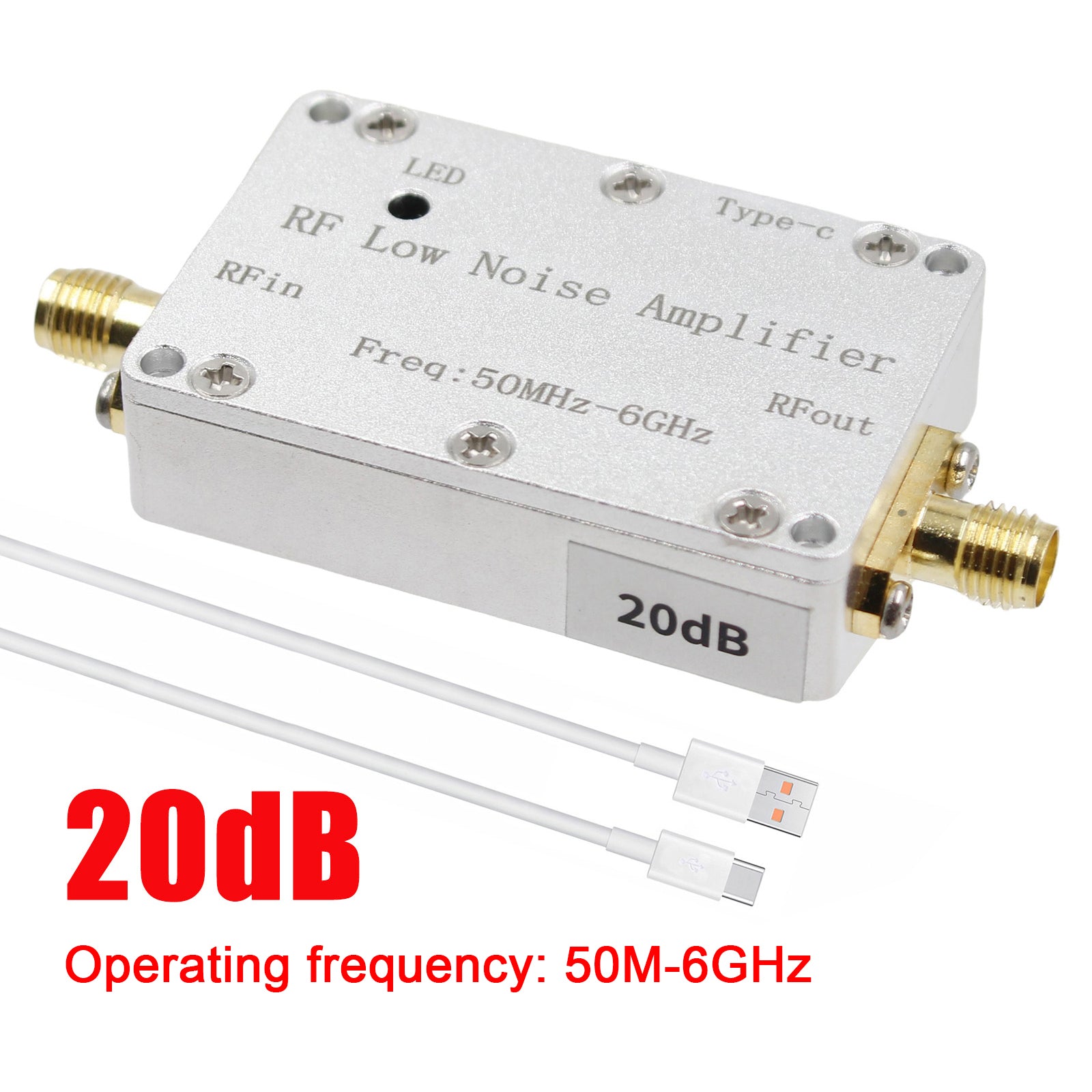 50m-6GHz Radio Frequency Amplifier 20dB 30dB High-Gain Front LNA Low Noise Signal