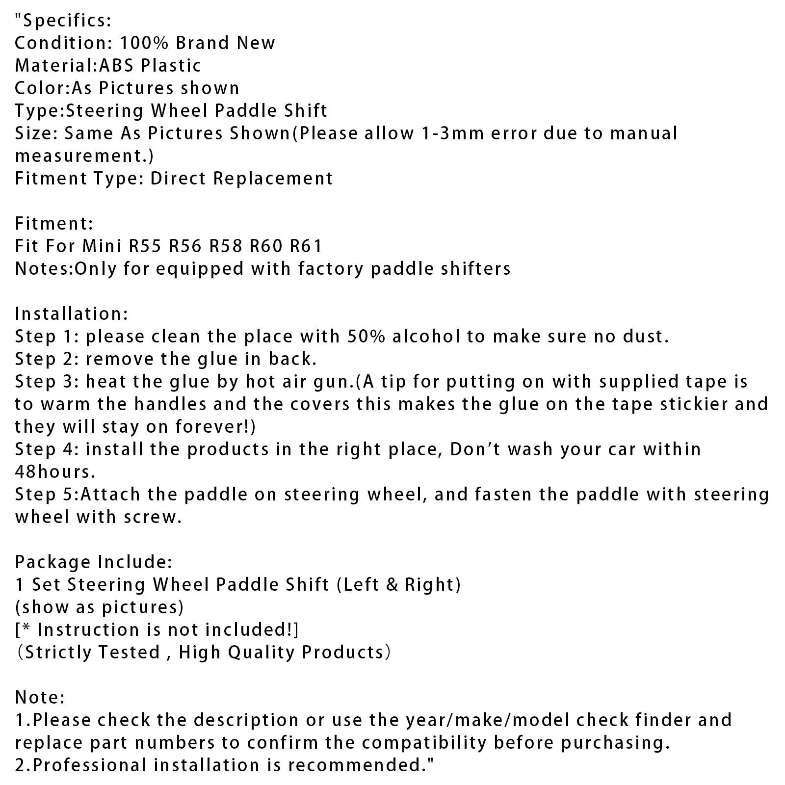 Steering Wheel Paddle Shifter Extension For Mini R55 R56 R58 R60 R61