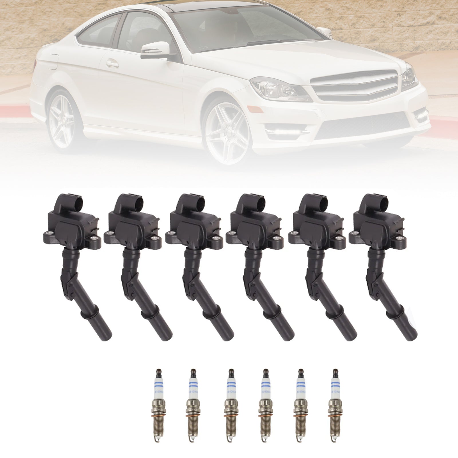 2012-2015 Mercedes-Benz C350 V6 3.5L / E63 ML63 AMG V8 5.5L 6x Ignition Coil +Spark Plug UF741