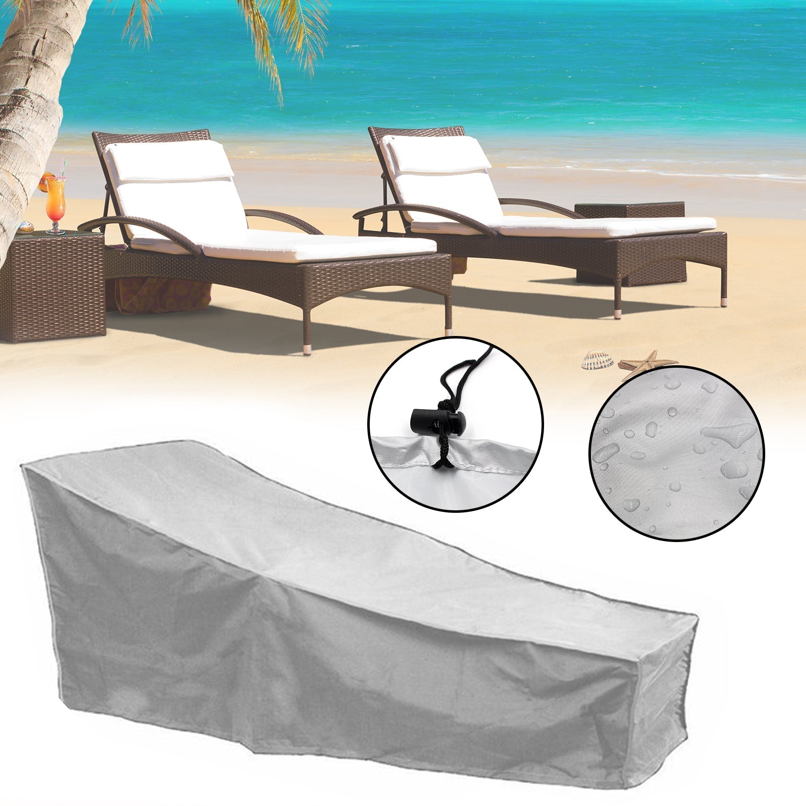 Silver Sun Lounge Chair Dust Oxford Outdoor Garden Furniture Cover Waterproof