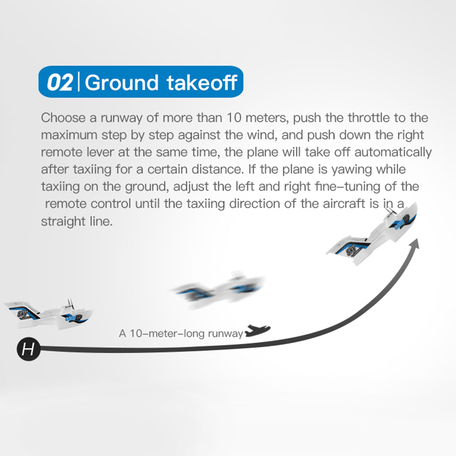 RC Plane For Water Land & Air Aircraft 3Ch Remote With 2 Batteries 2.4Ghz Blue